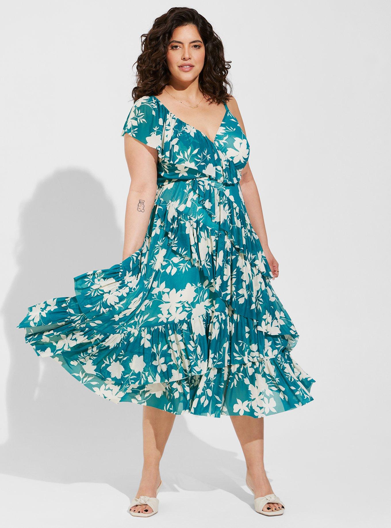 Torrid green outlet floral dress