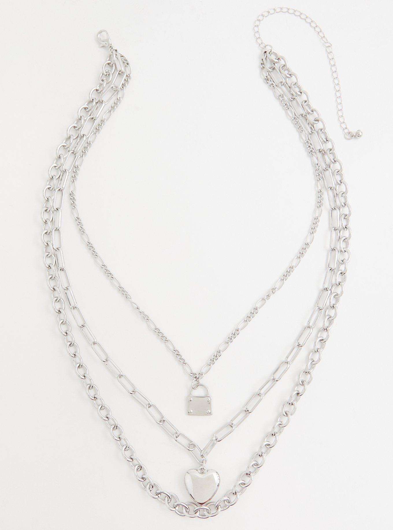 Plus Size SilverTone Heart ChainLink Layered Necklace Torrid