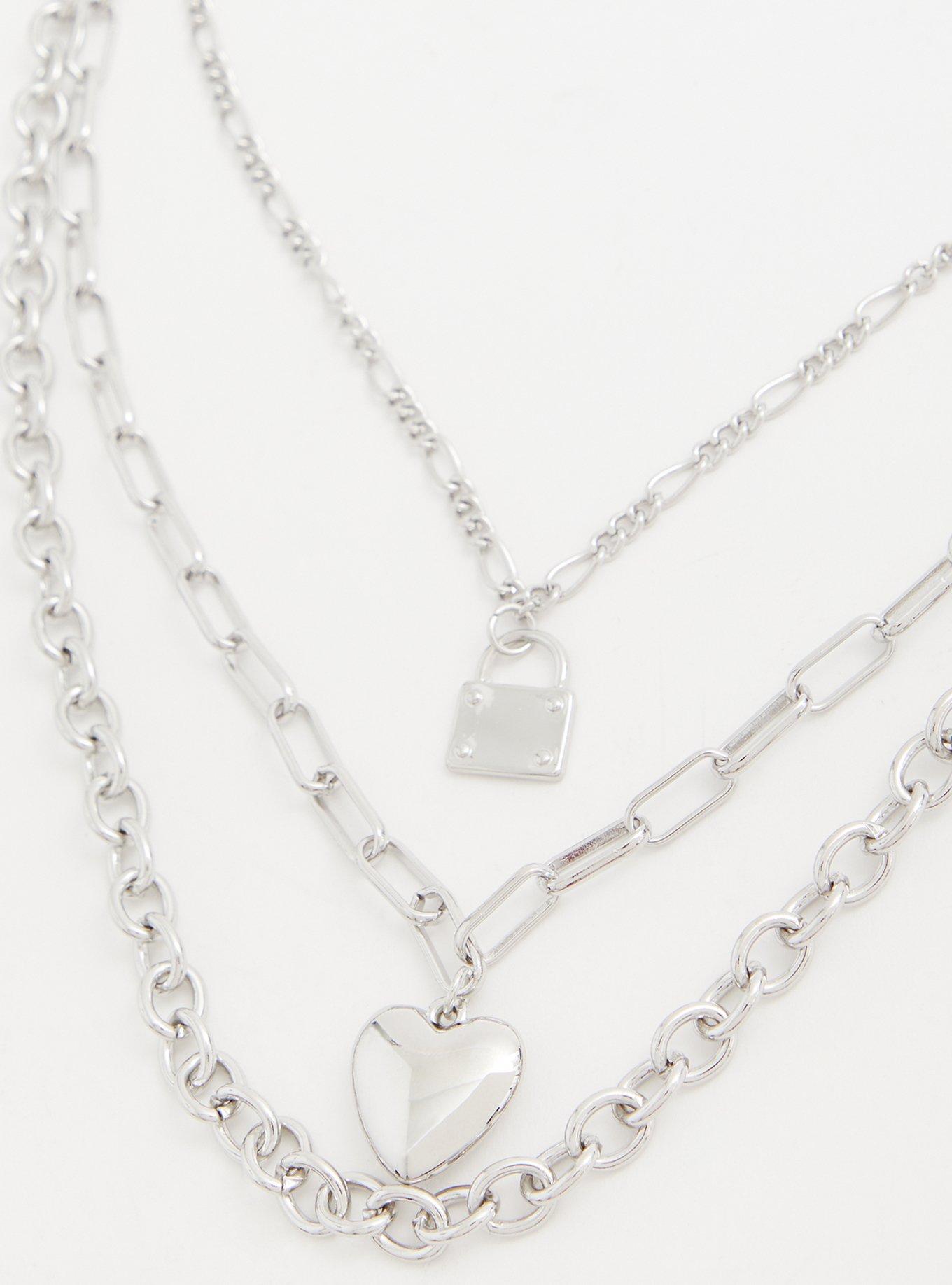 Plus Size SilverTone Heart ChainLink Layered Necklace Torrid