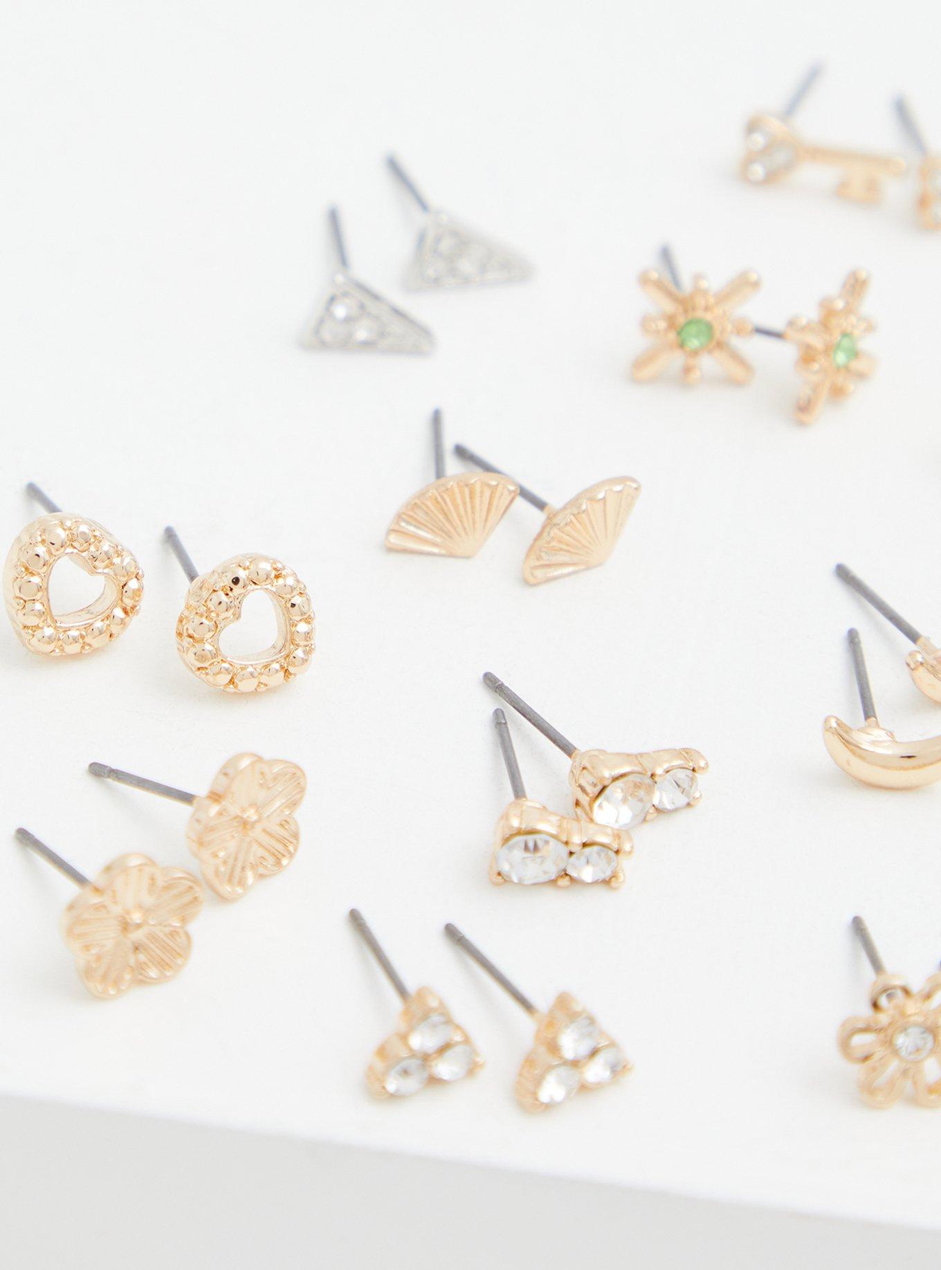 Plus Size - Gold-Tone Star Stud Earrings Set - Set of 18 - Torrid
