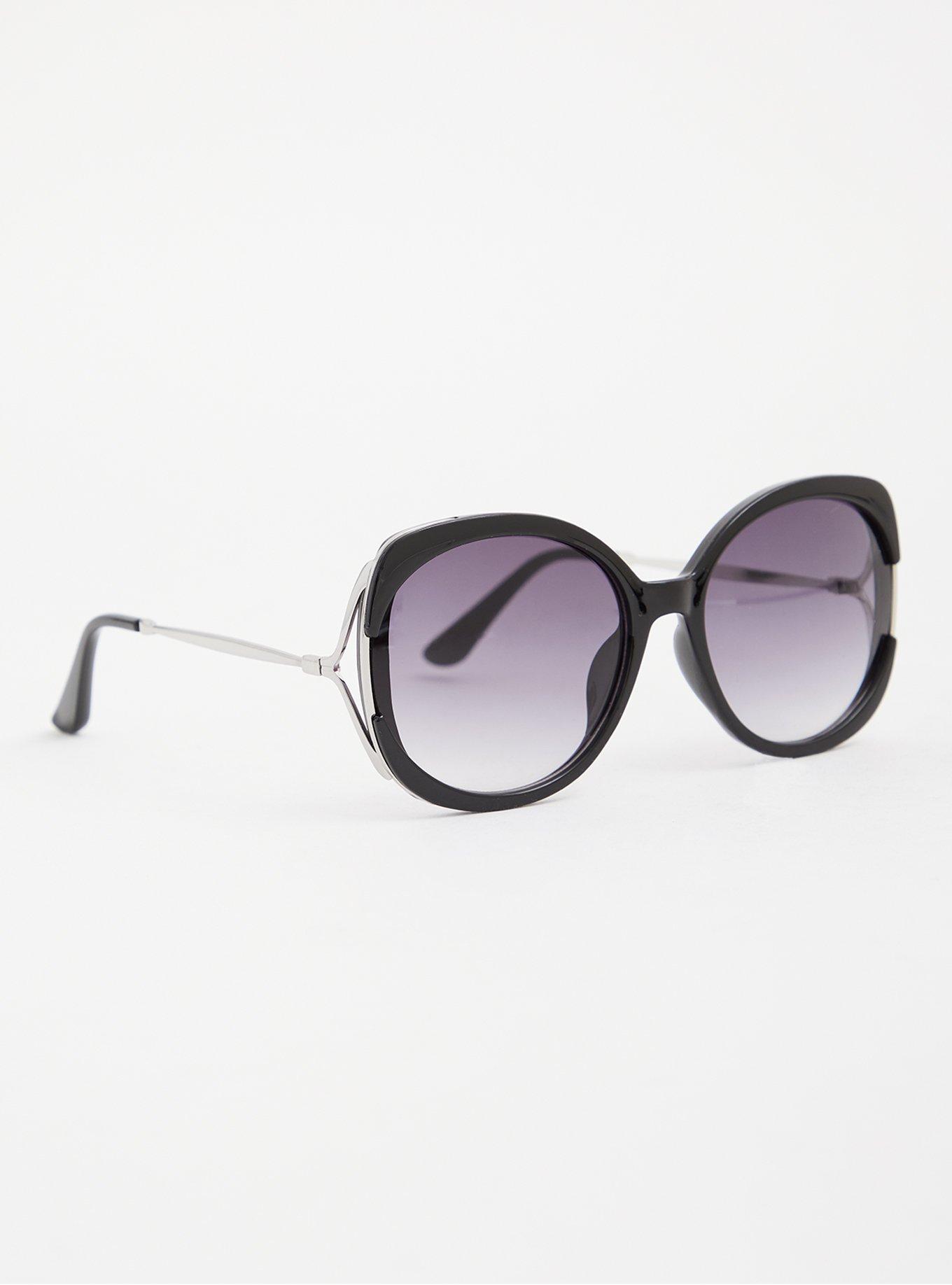 Black Oversized Square Sunglasses, , alternate