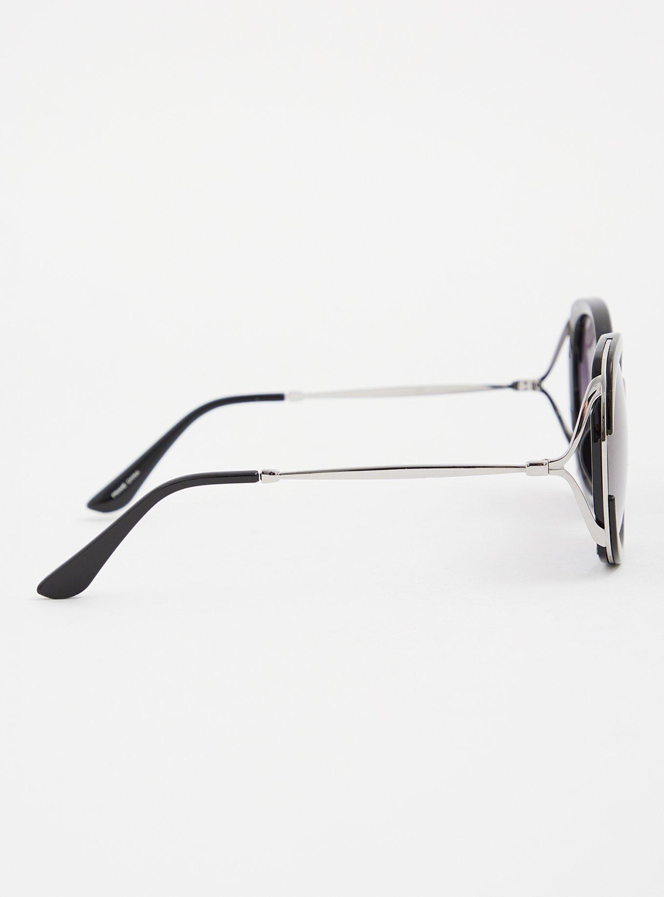 Black Oversized Square Sunglasses, , alternate