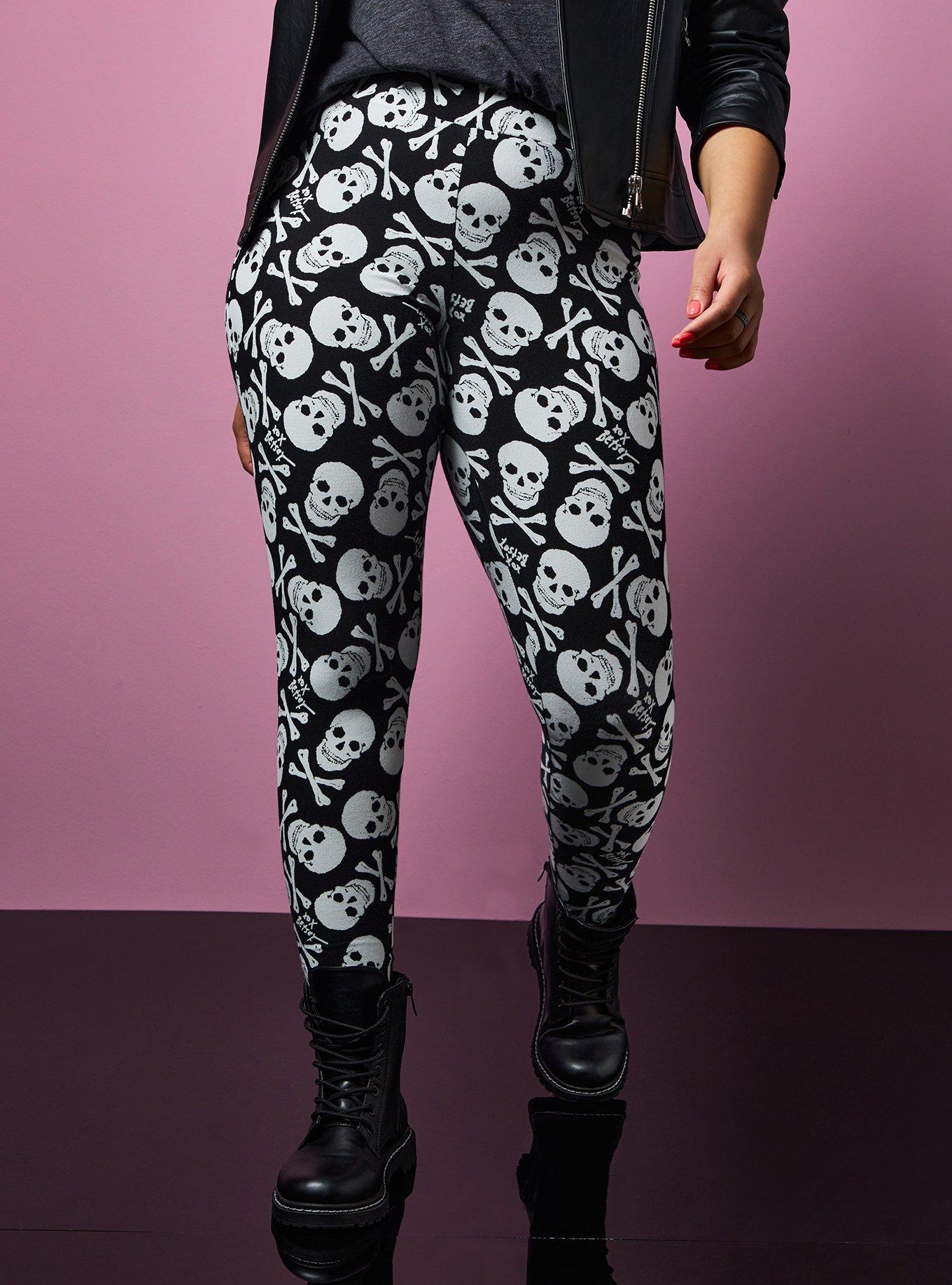 Plus Size Betsey Johnson Black White Skull Legging Torrid