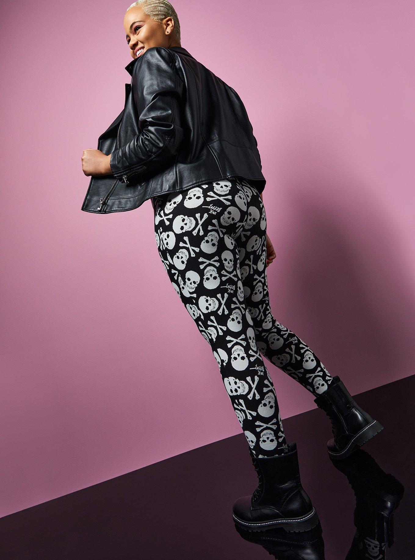 Plus Size - Betsey Johnson Black & White Skull Legging - Torrid