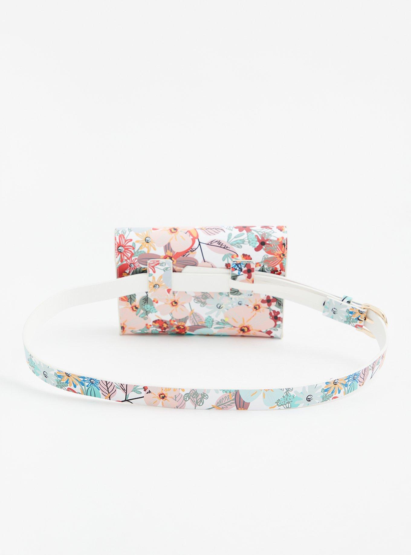 Plus Size White Floral Belt Bag, MULTI, alternate