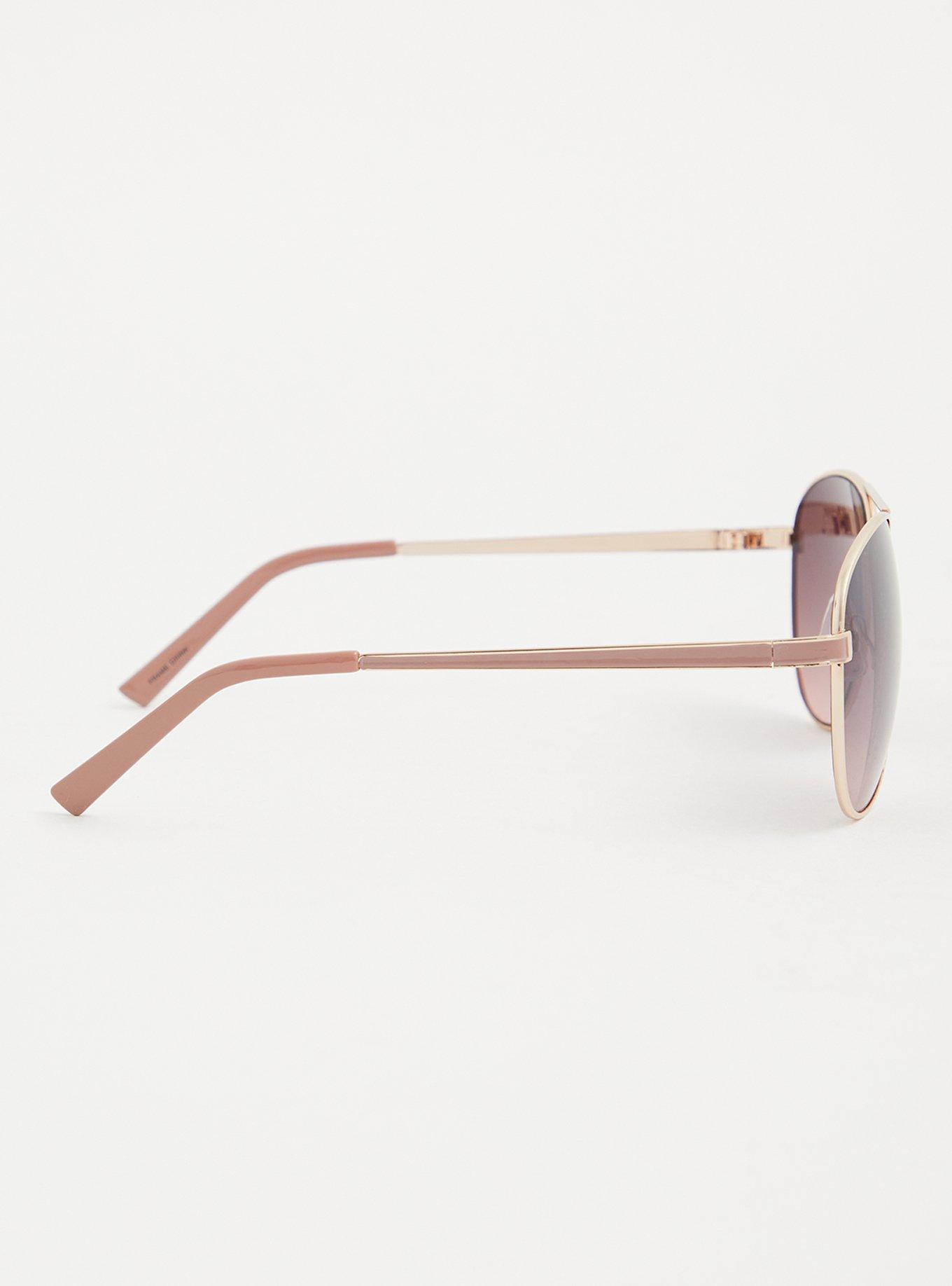 Gold-Tone Aviator Sunglasses, , alternate