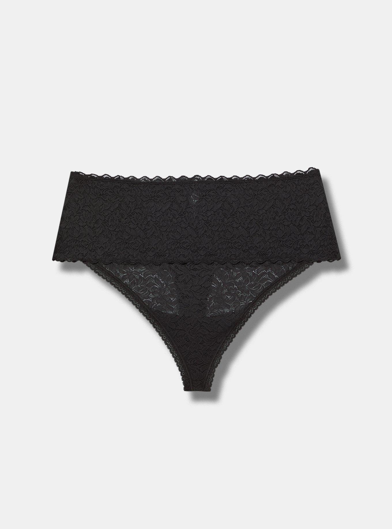 Torrid Silky Black G-string Panty with Black Lace Trim Plus Size