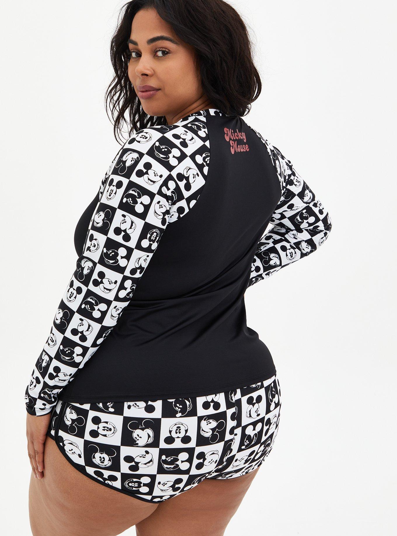 Disney Mickey Mouse Black Swim Rash Guard, BLACK WHITE, alternate