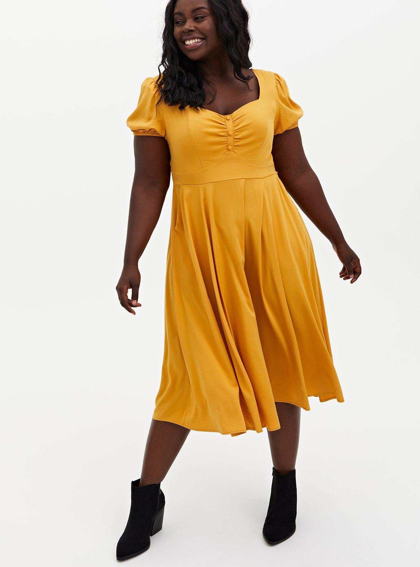 Plus Size Midi Challis Skater Dress, , hi-res