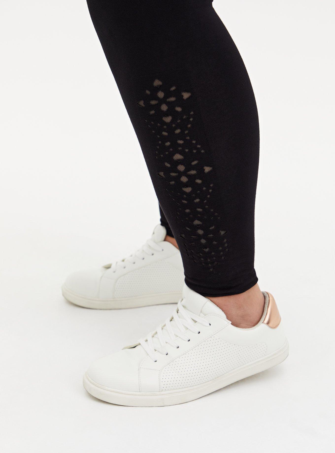 Premium Legging - Geometric Laser Cutout Black, BLACK, alternate