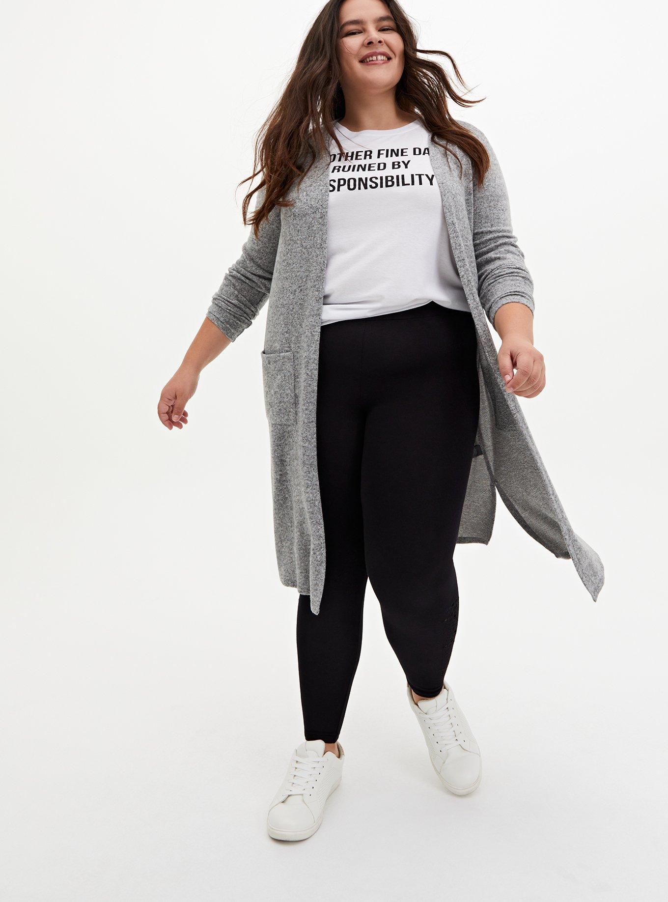 Premium Legging - Geometric Laser Cutout Black, BLACK, hi-res