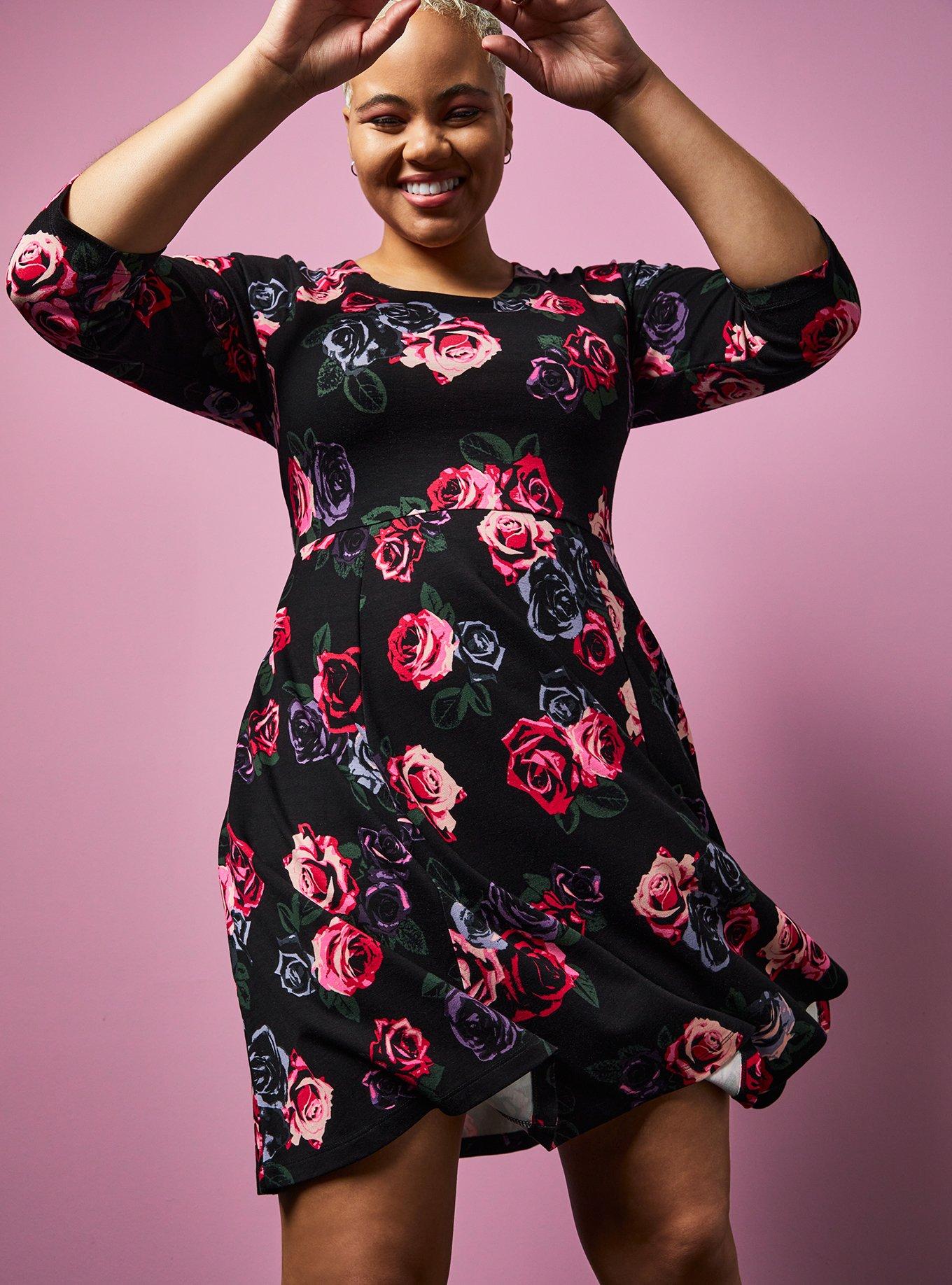 Torrid black floral clearance dress