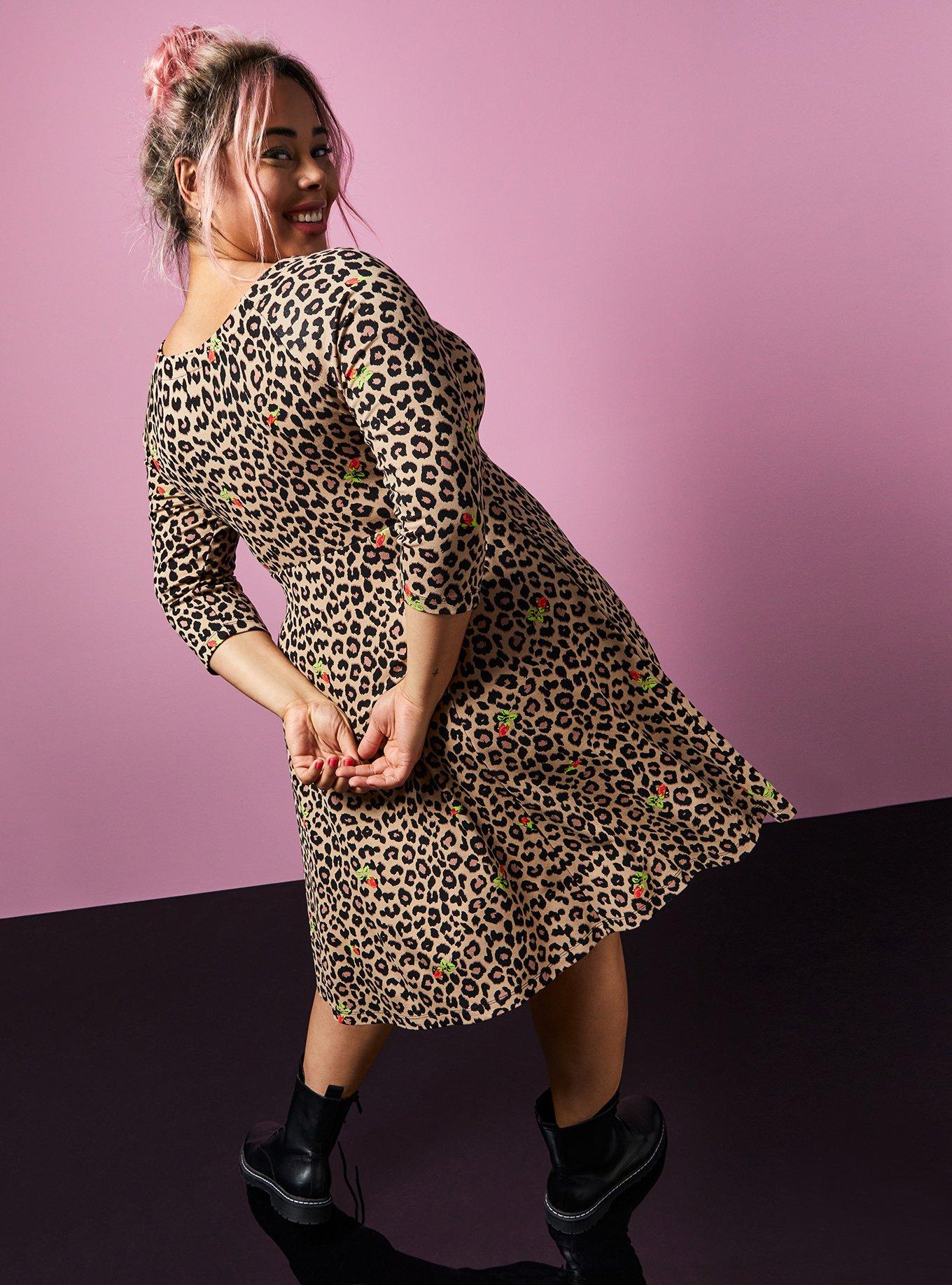 Plus Size - Betsey Johnson Leopard Ponte Mini Skater Dress - Torrid