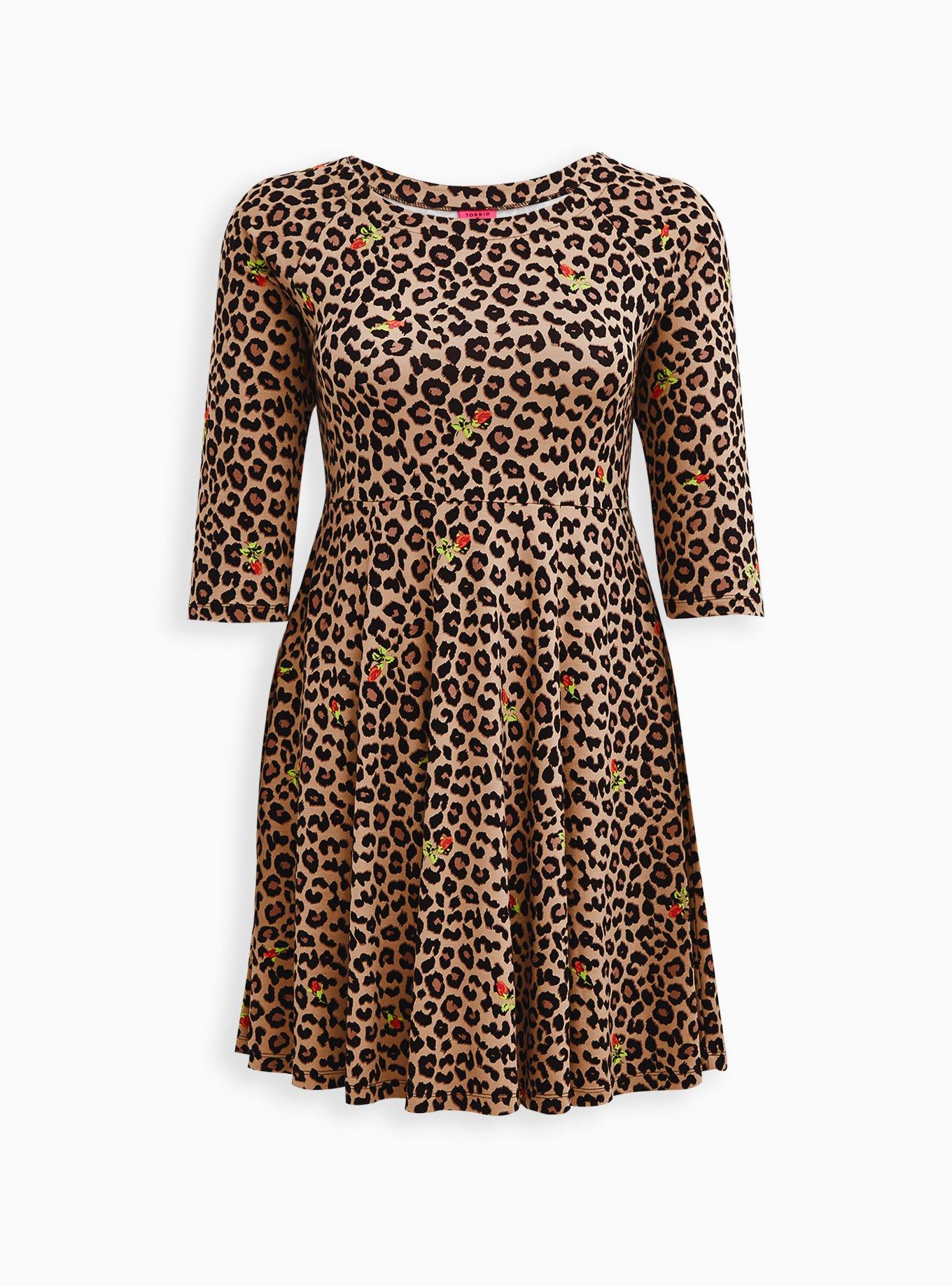Plus Size - Betsey Johnson Leopard Ponte Mini Skater Dress - Torrid