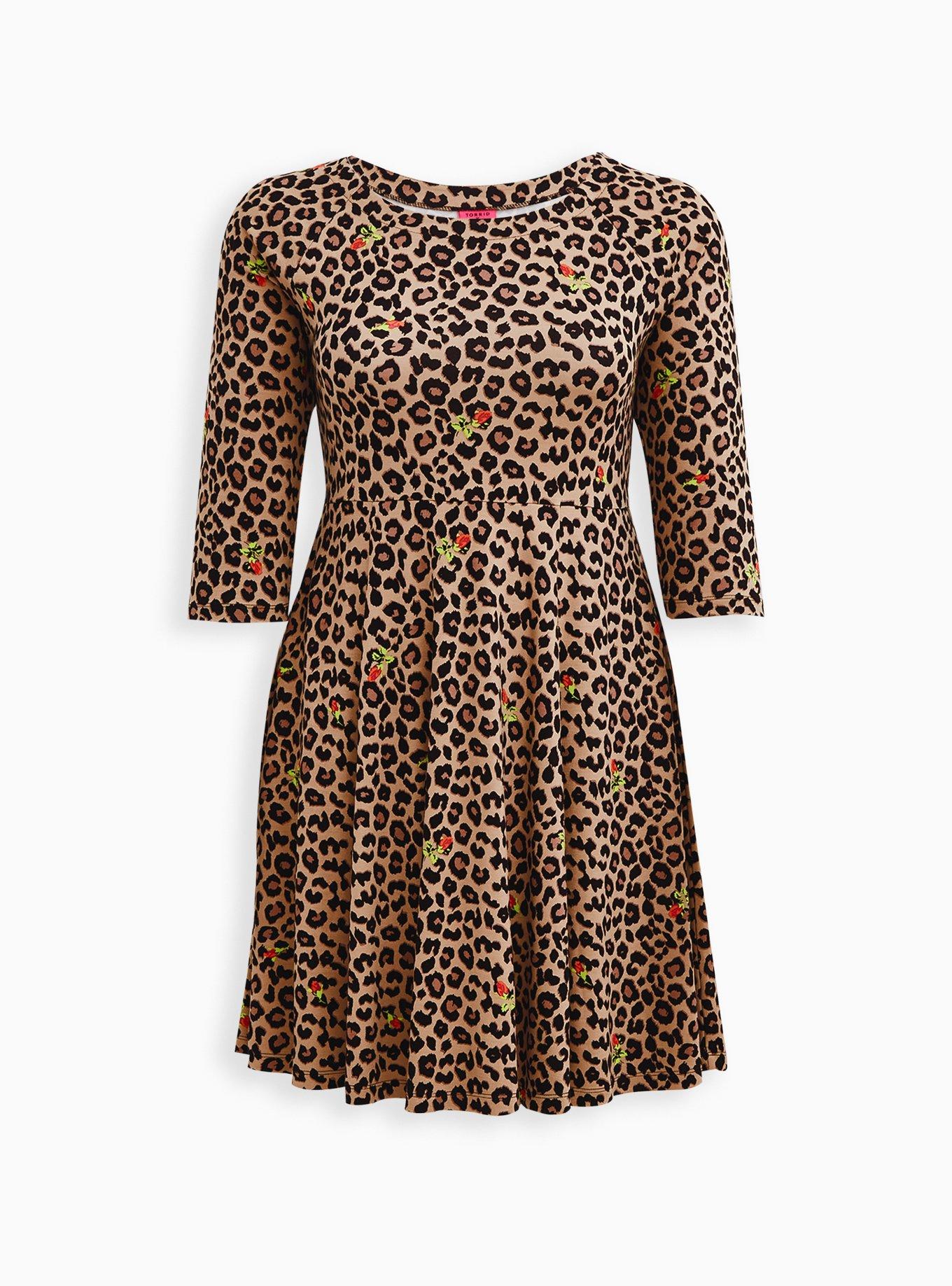 Plus Size Betsey Johnson Leopard Ponte Mini Skater Dress Torrid