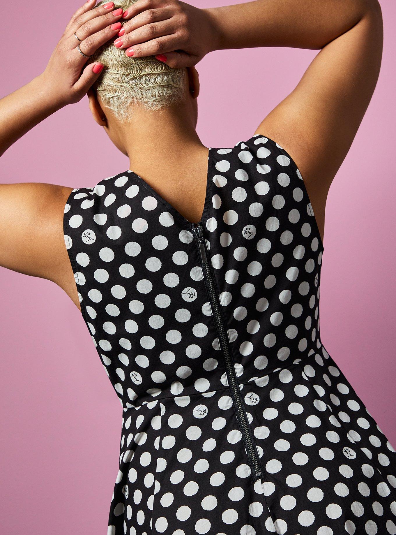 Review Black And White Polka Dot Dress Fit & Flare Fully Lined