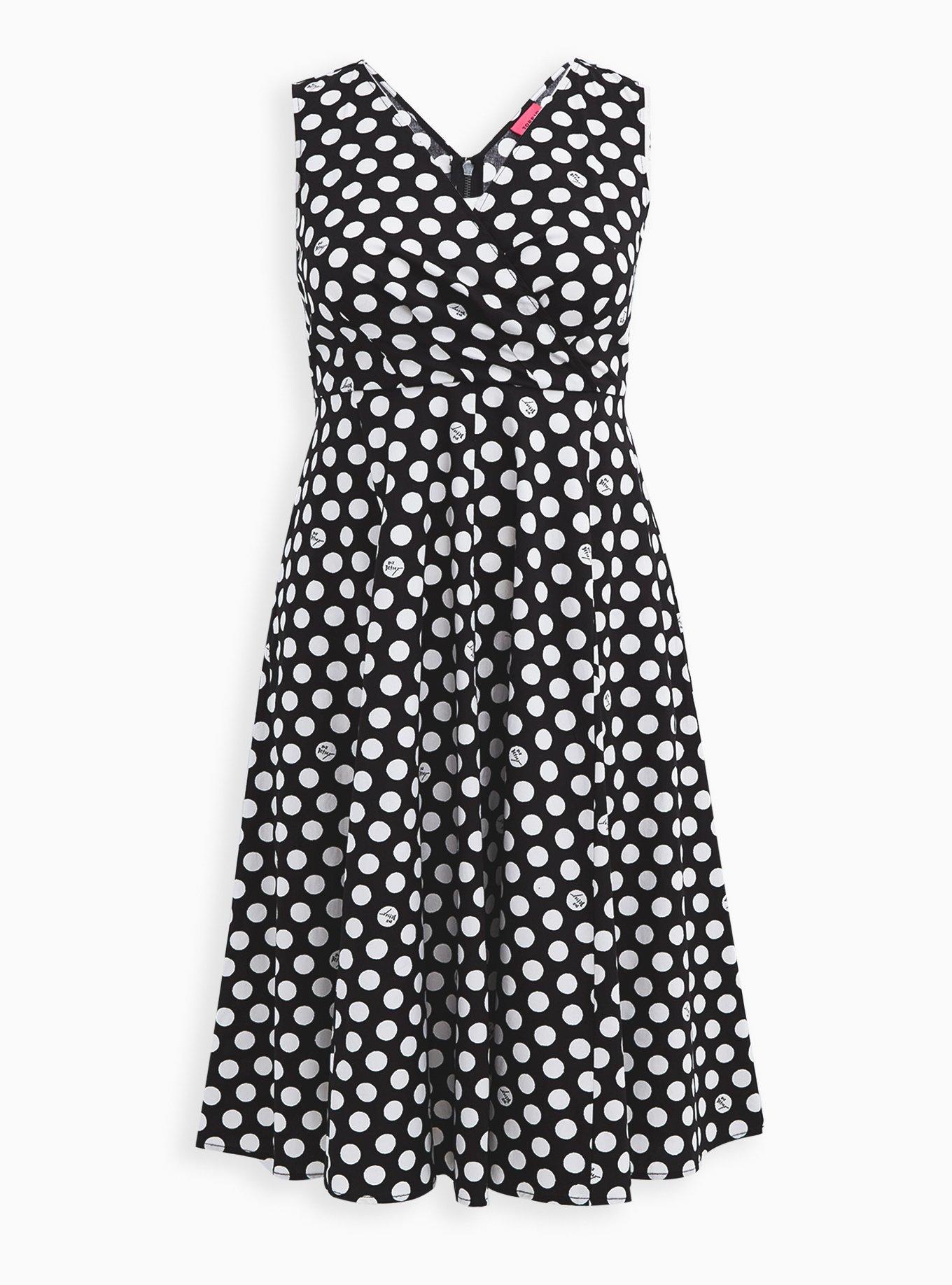 Review Black And White Polka Dot Dress Fit & Flare Fully Lined