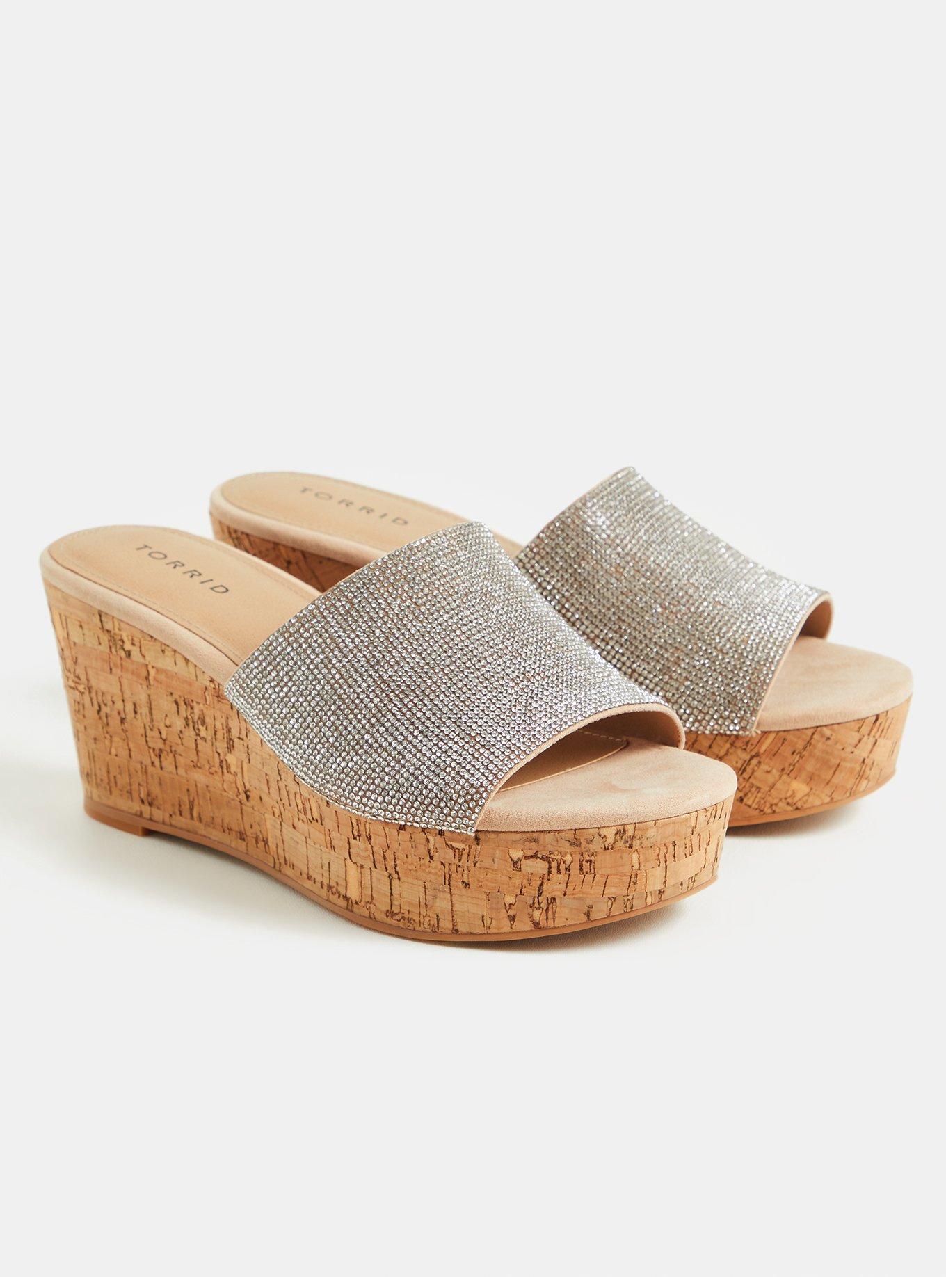 Beige Rhinestone Cork Wedge (WW), TAN BEIGE, alternate