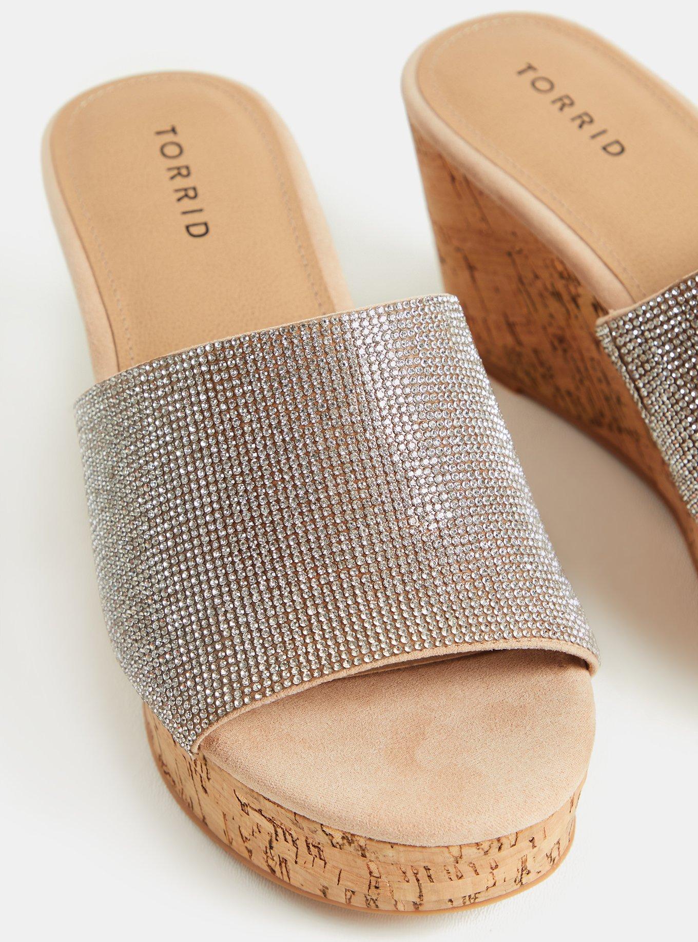 Beige Rhinestone Cork Wedge (WW), TAN BEIGE, alternate