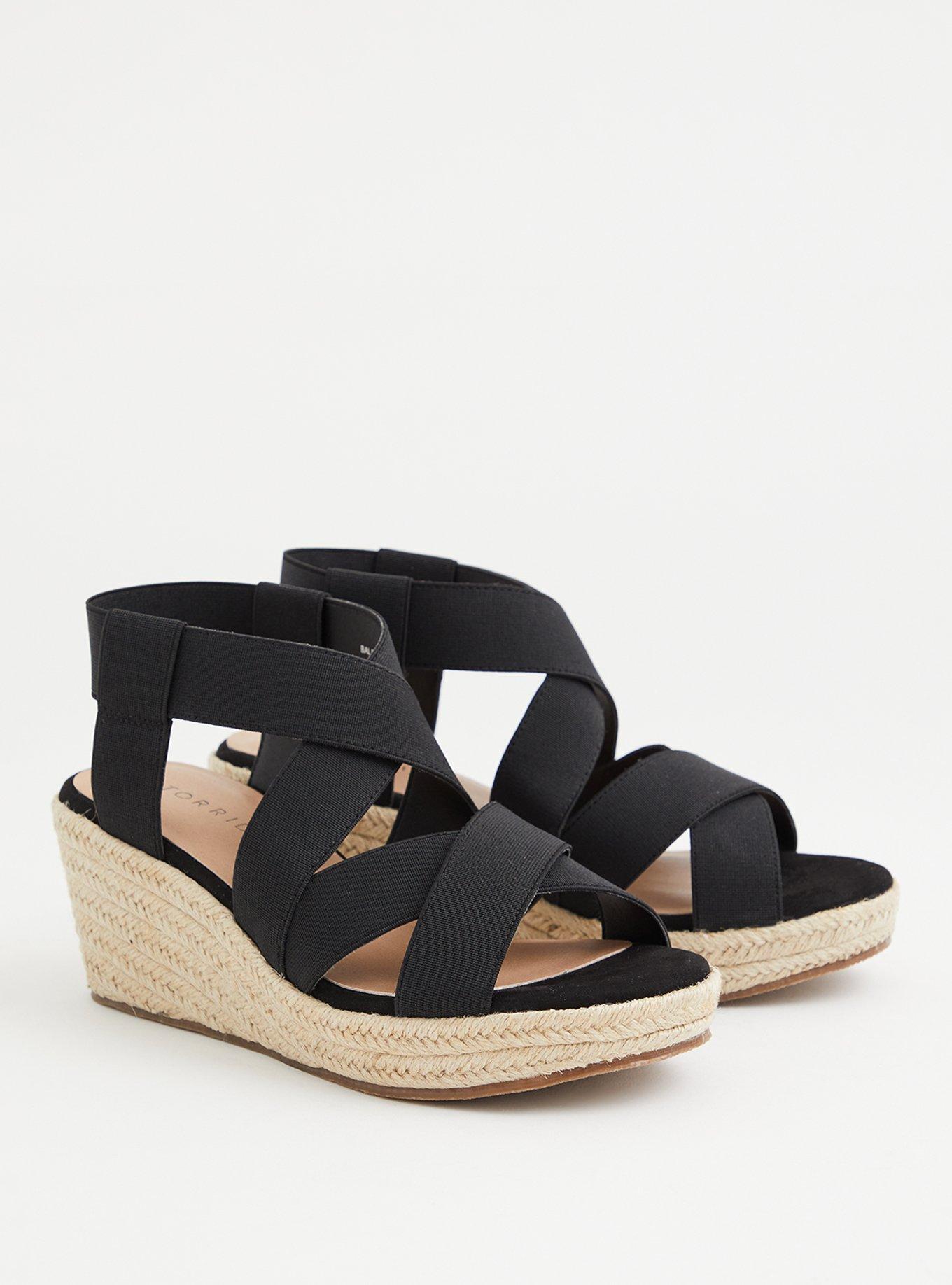 Plus Size - Black Elastic Band Espadrille Wedge (WW) - Torrid