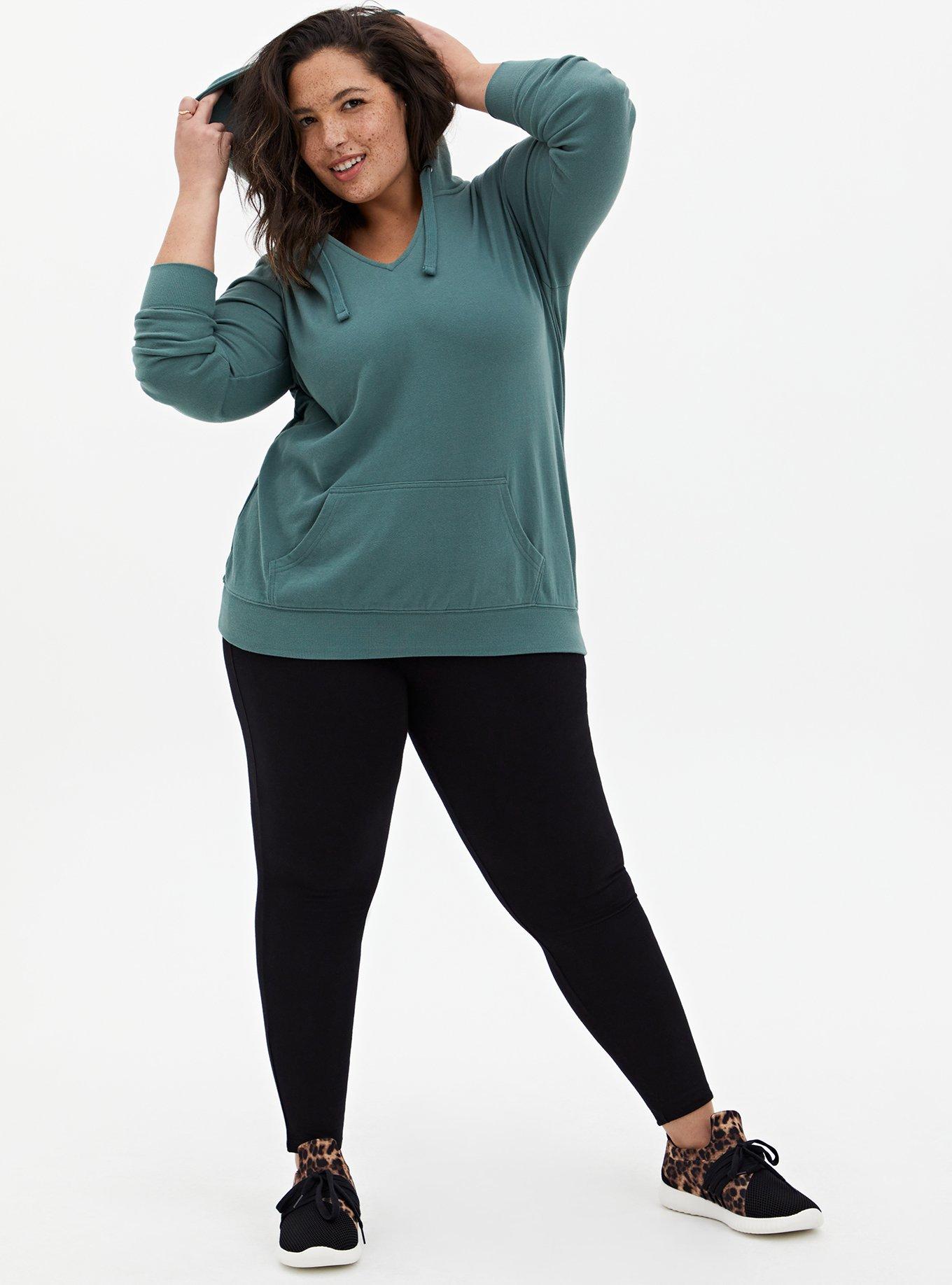 Fleece V-Neck Hoodie, BLUE, alternate