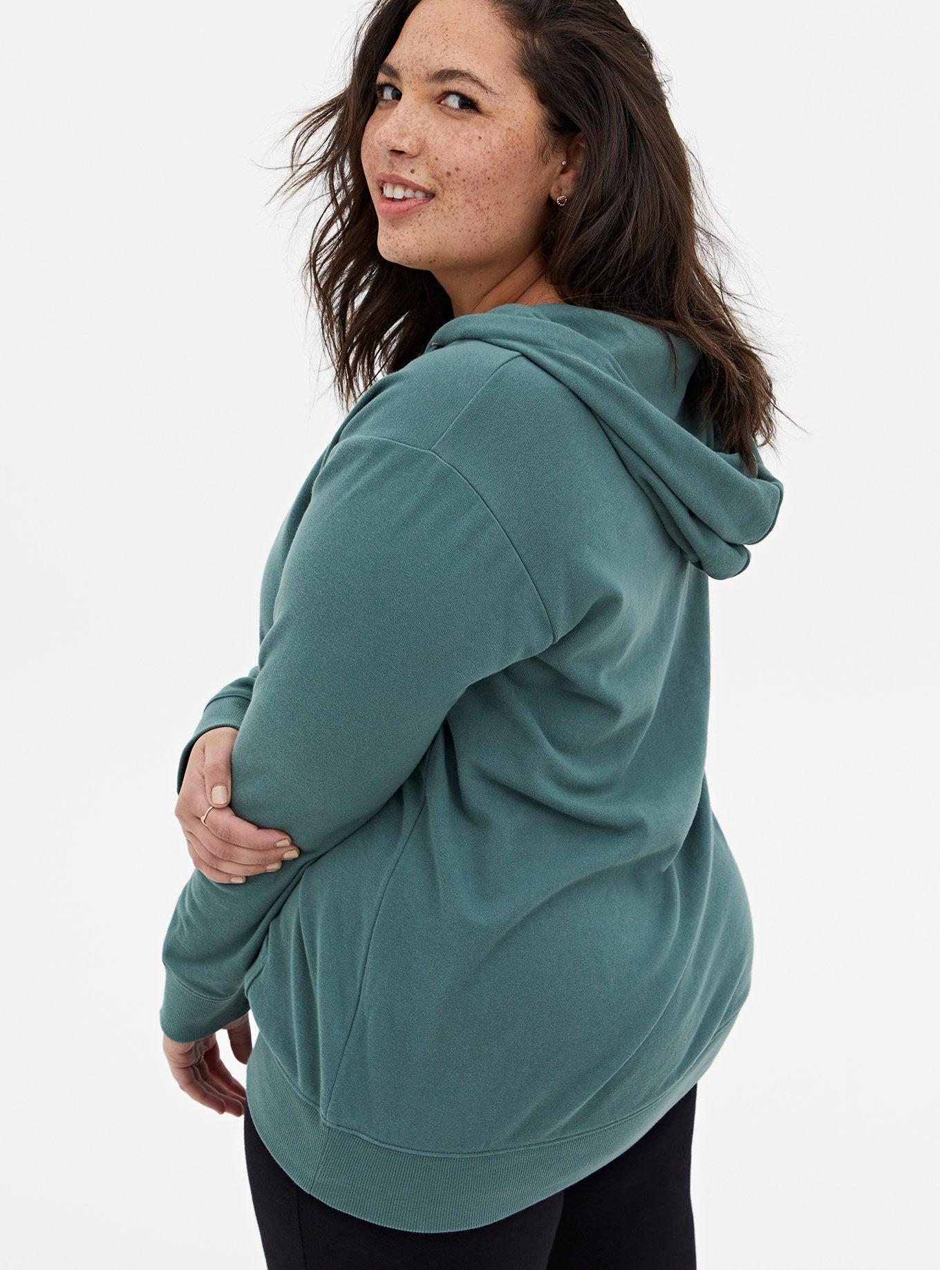 Fleece V-Neck Hoodie, BLUE, alternate