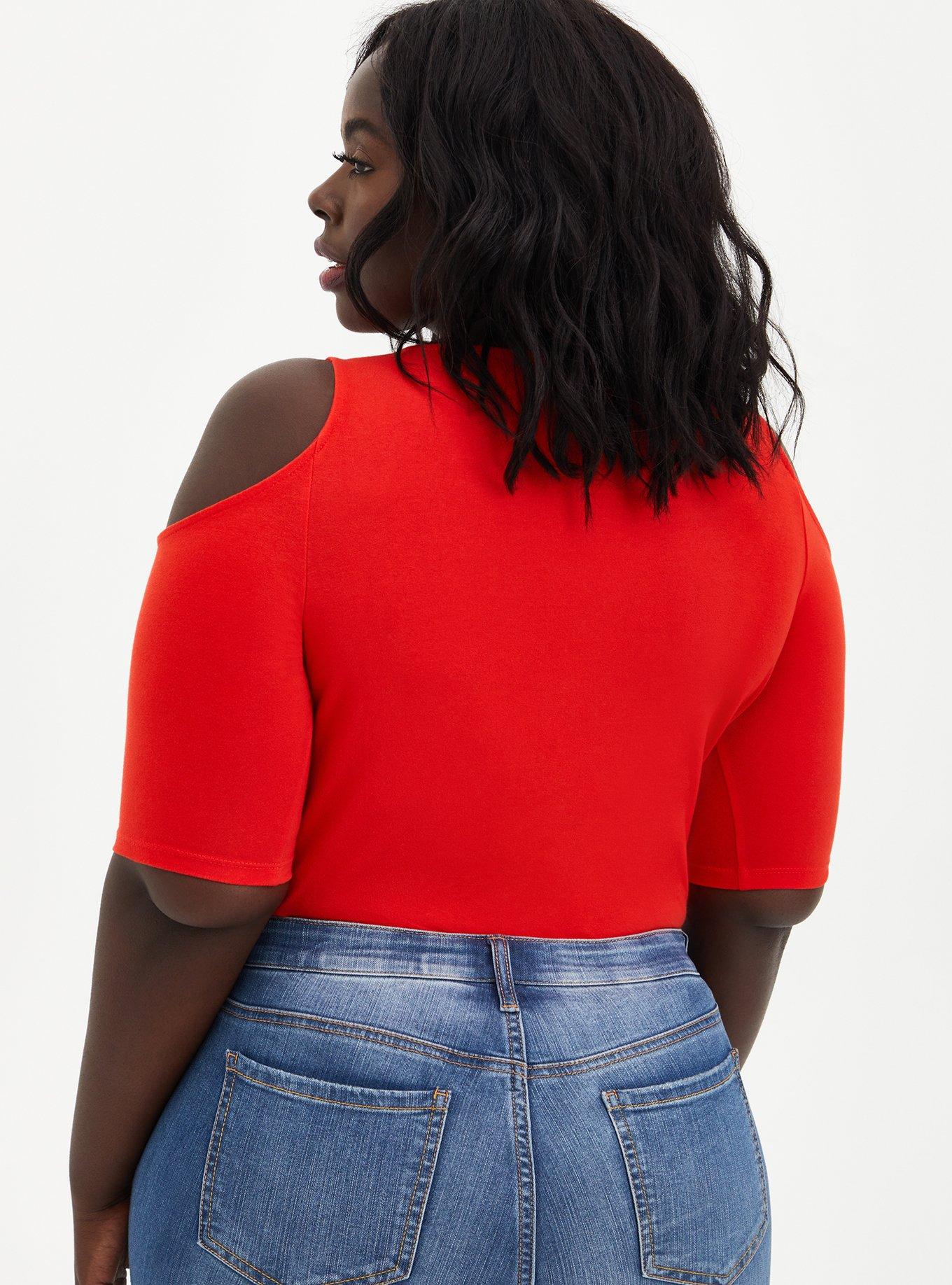 Plus Size - Foxy V-Neck Lace-Up Cold Shoulder Top - Torrid