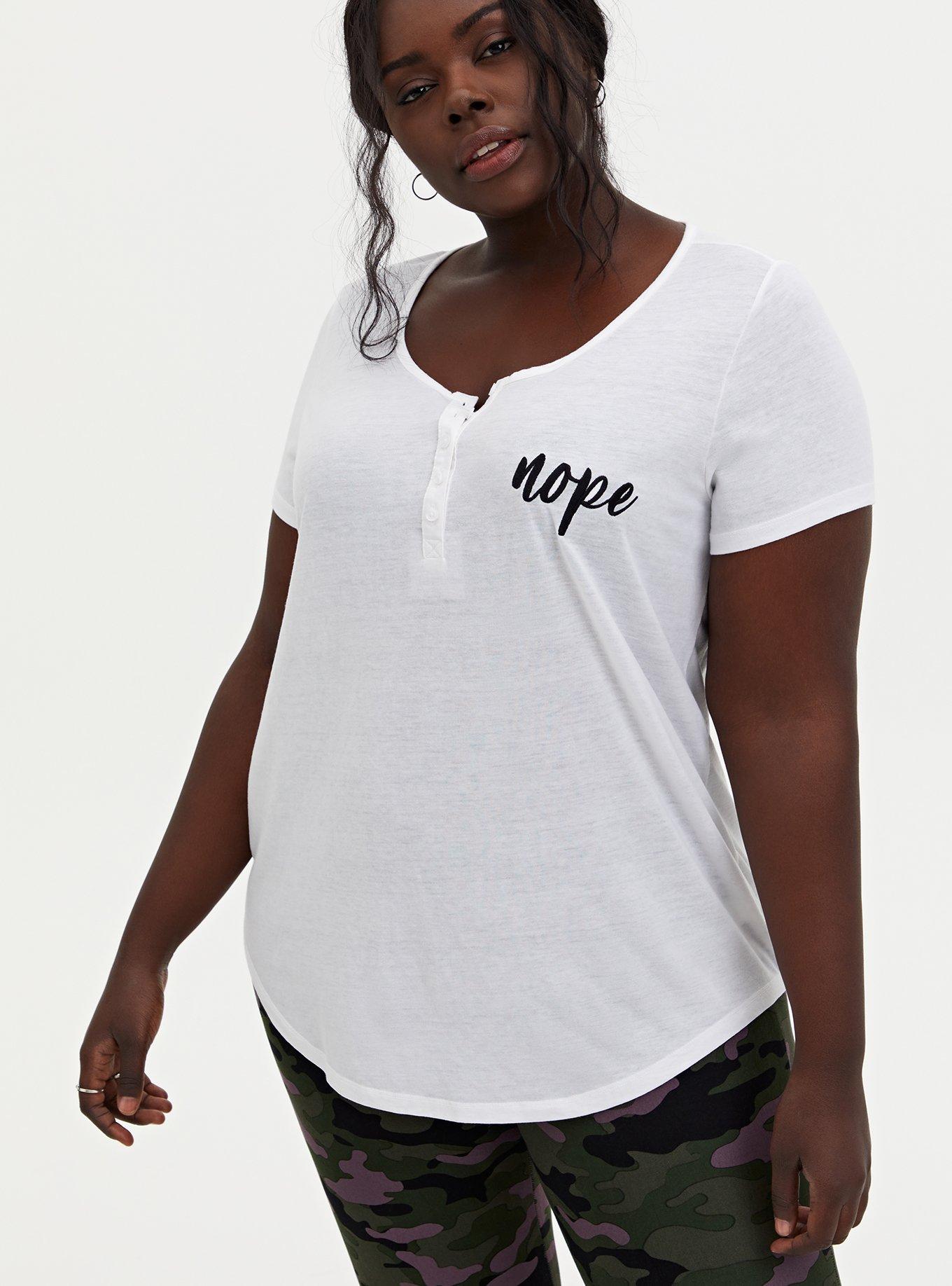 Plus Size Henley Tee - Triblend Nope White, BRIGHT WHITE, alternate