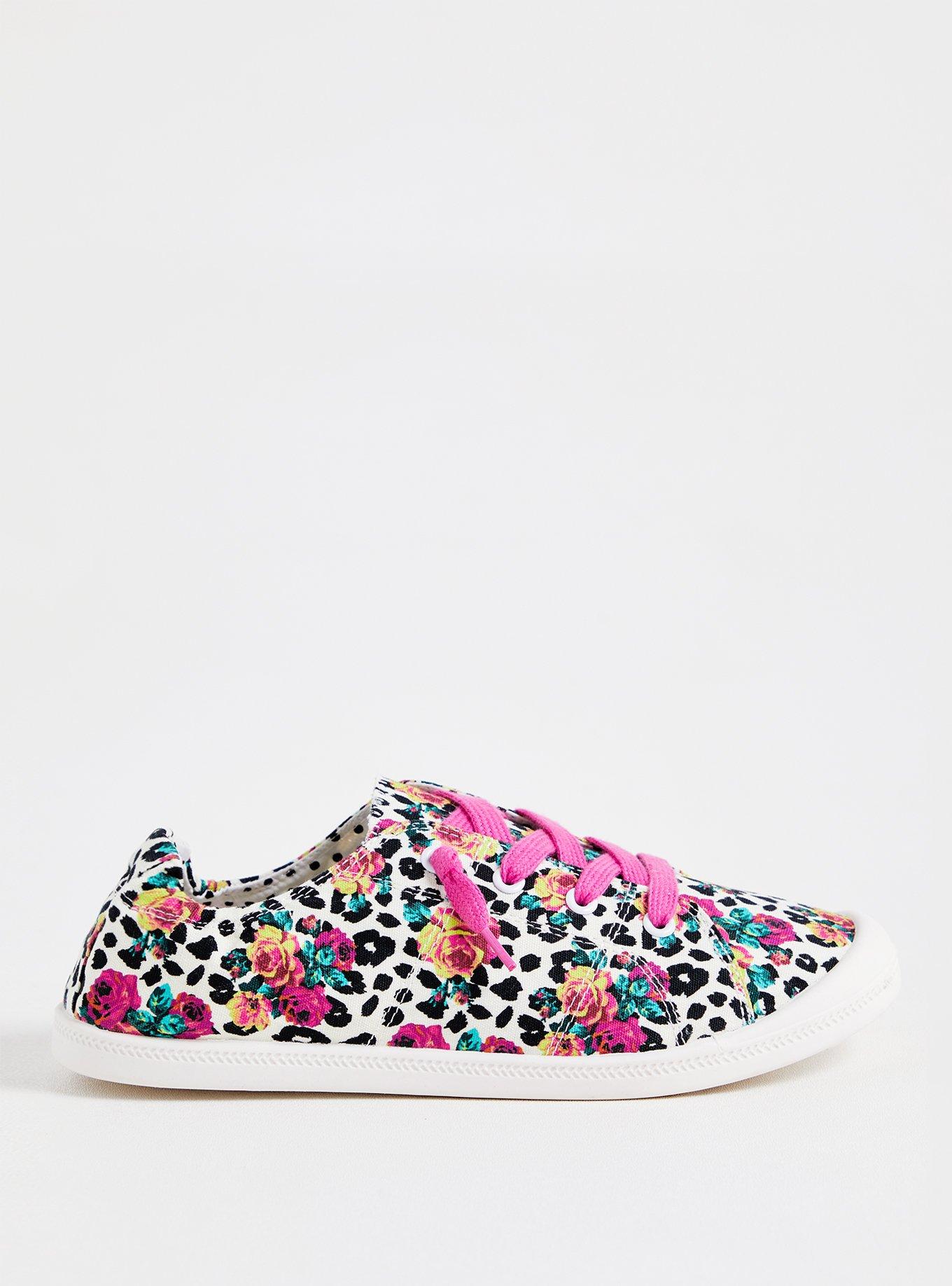 Plus Size Betsey Johnson Riley Leopard Floral Ruched Sneaker WW Torrid