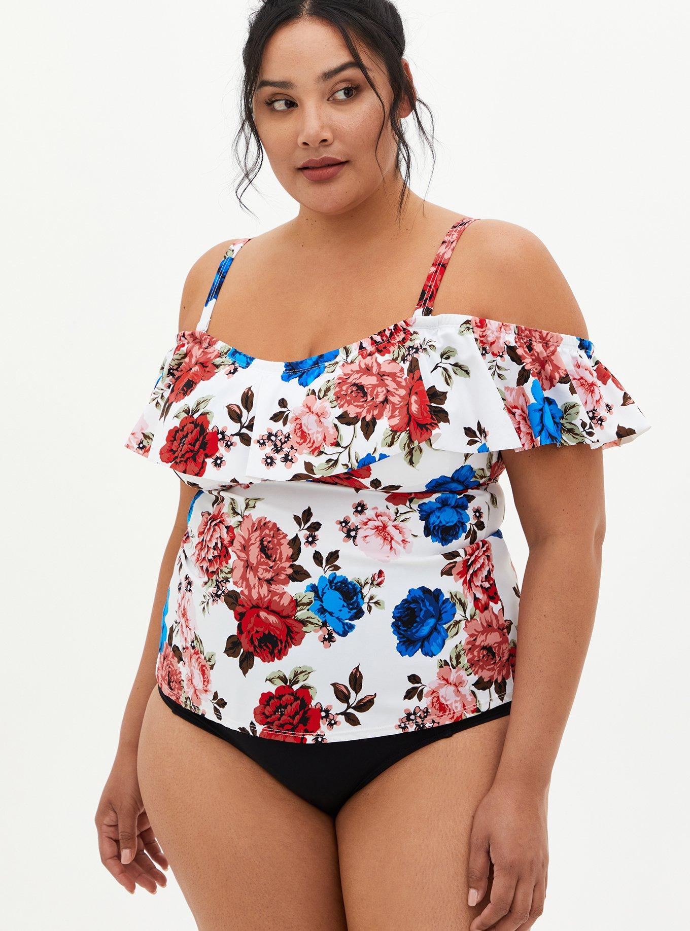 Plus Size Wireless Off Shoulder Ruffle Tankini Torrid