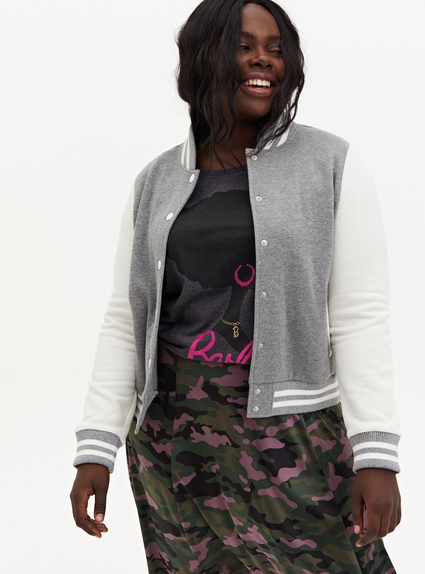 Plus size varsity clearance cardigan