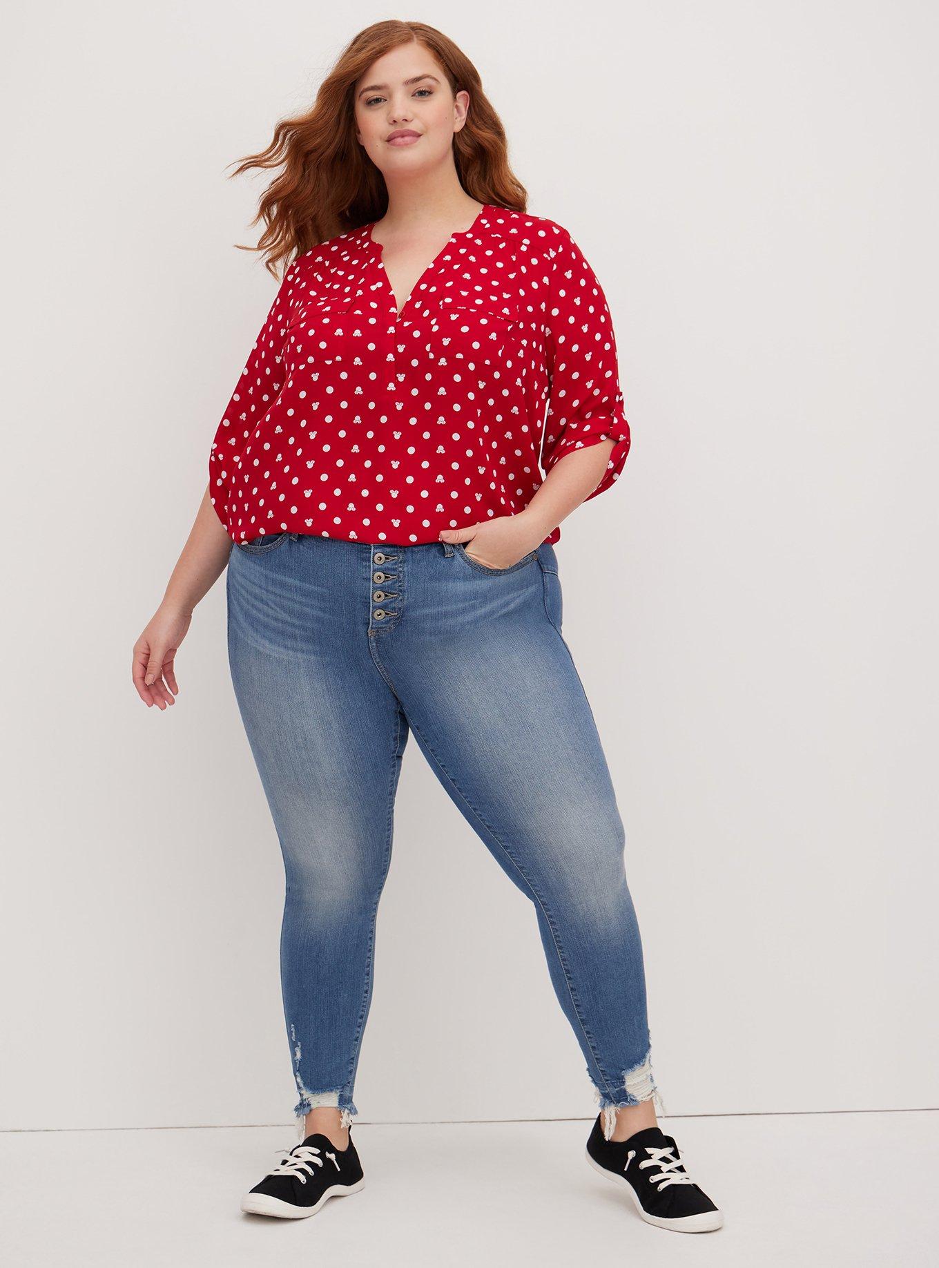 Disney Minnie Mouse Harper Pullover Blouse - Georgette Dot Red & White, MULTI, alternate
