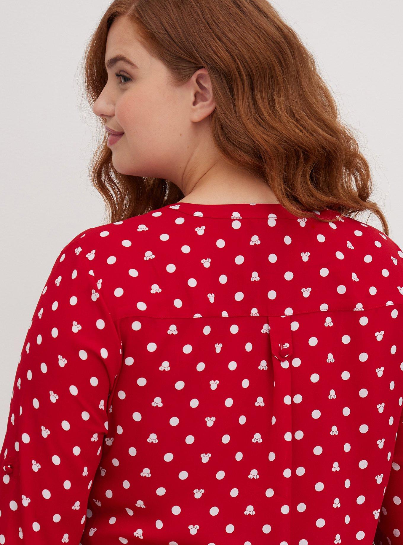 Disney Minnie Mouse Harper Pullover Blouse - Georgette Dot Red & White, MULTI, alternate
