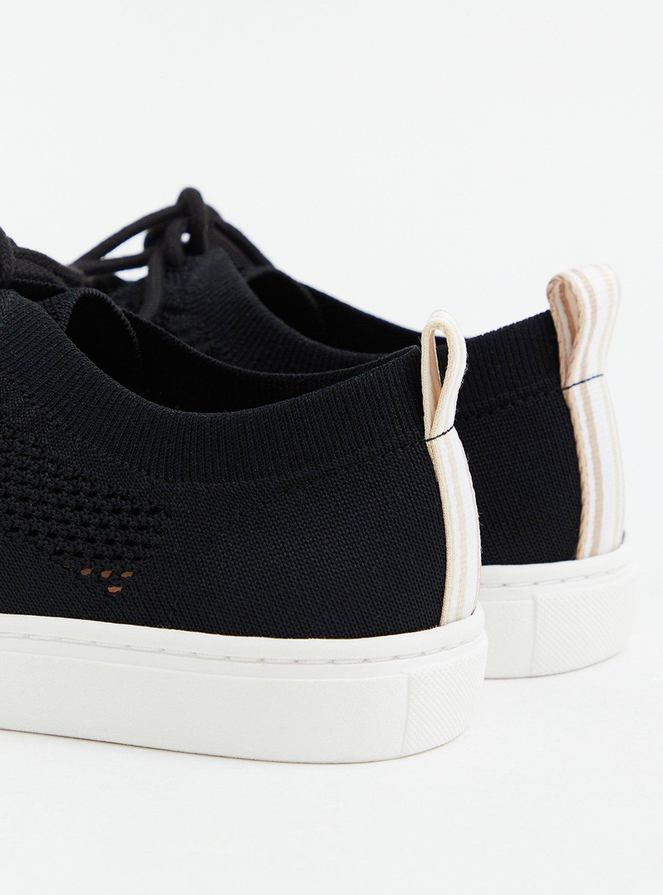 Stretch Knit Lace-Up Sneaker (WW), BLACK, alternate