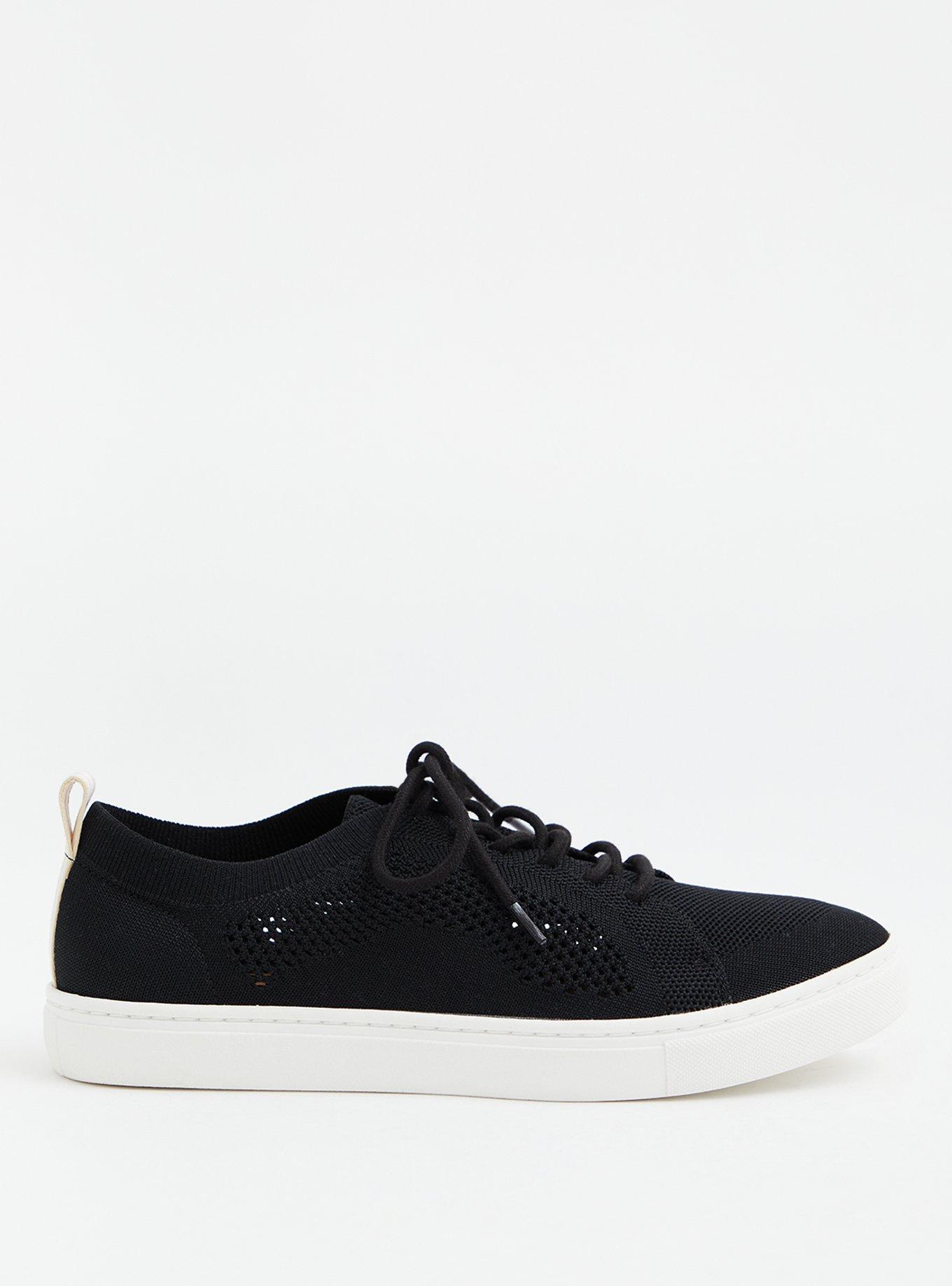 Stretch Knit Lace-Up Sneaker (WW), BLACK, alternate