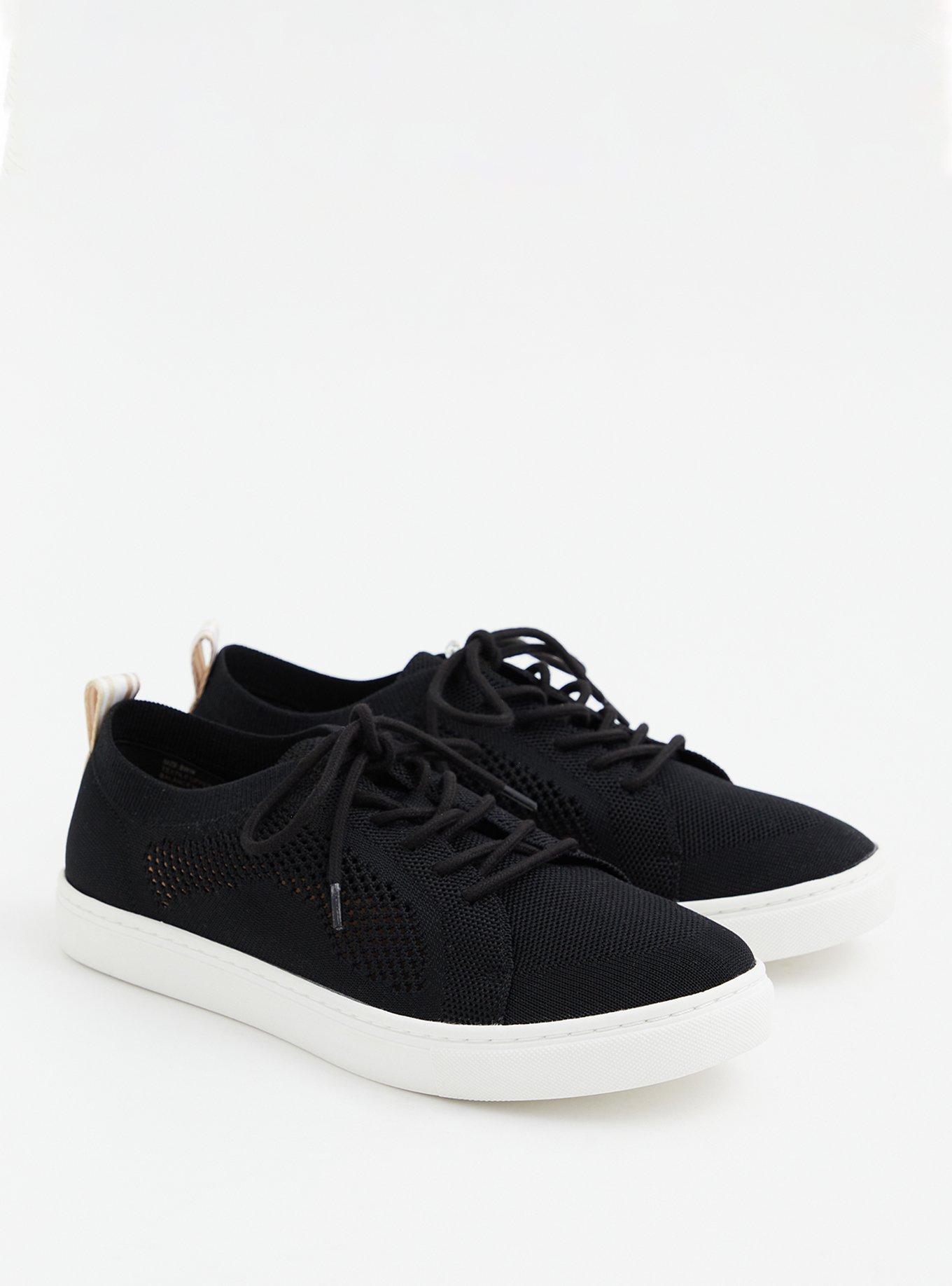 Stretch Knit Lace-Up Sneaker (WW), BLACK, hi-res