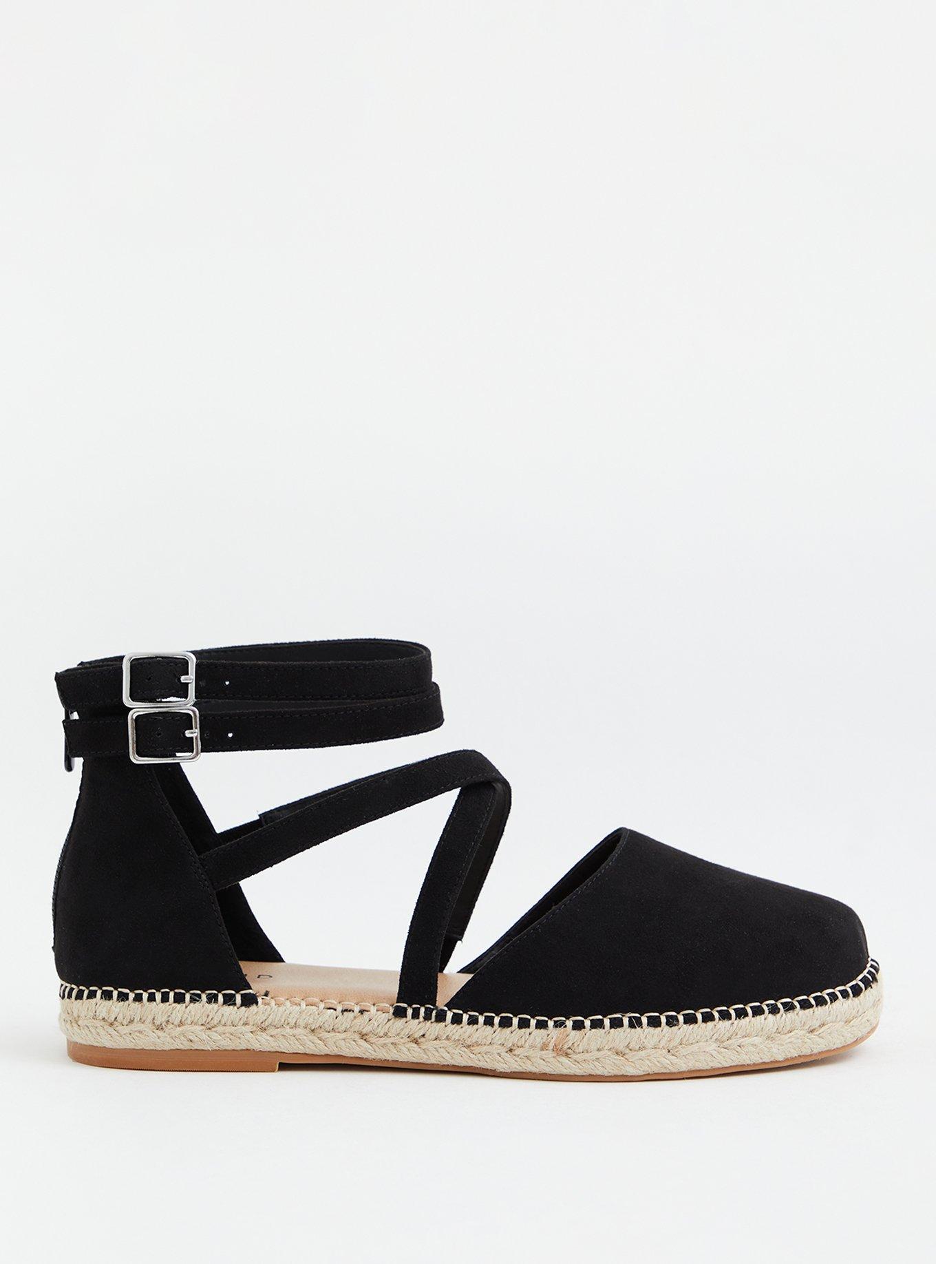 London Rebel Wide Fit Tie Leg Espadrille Wedges