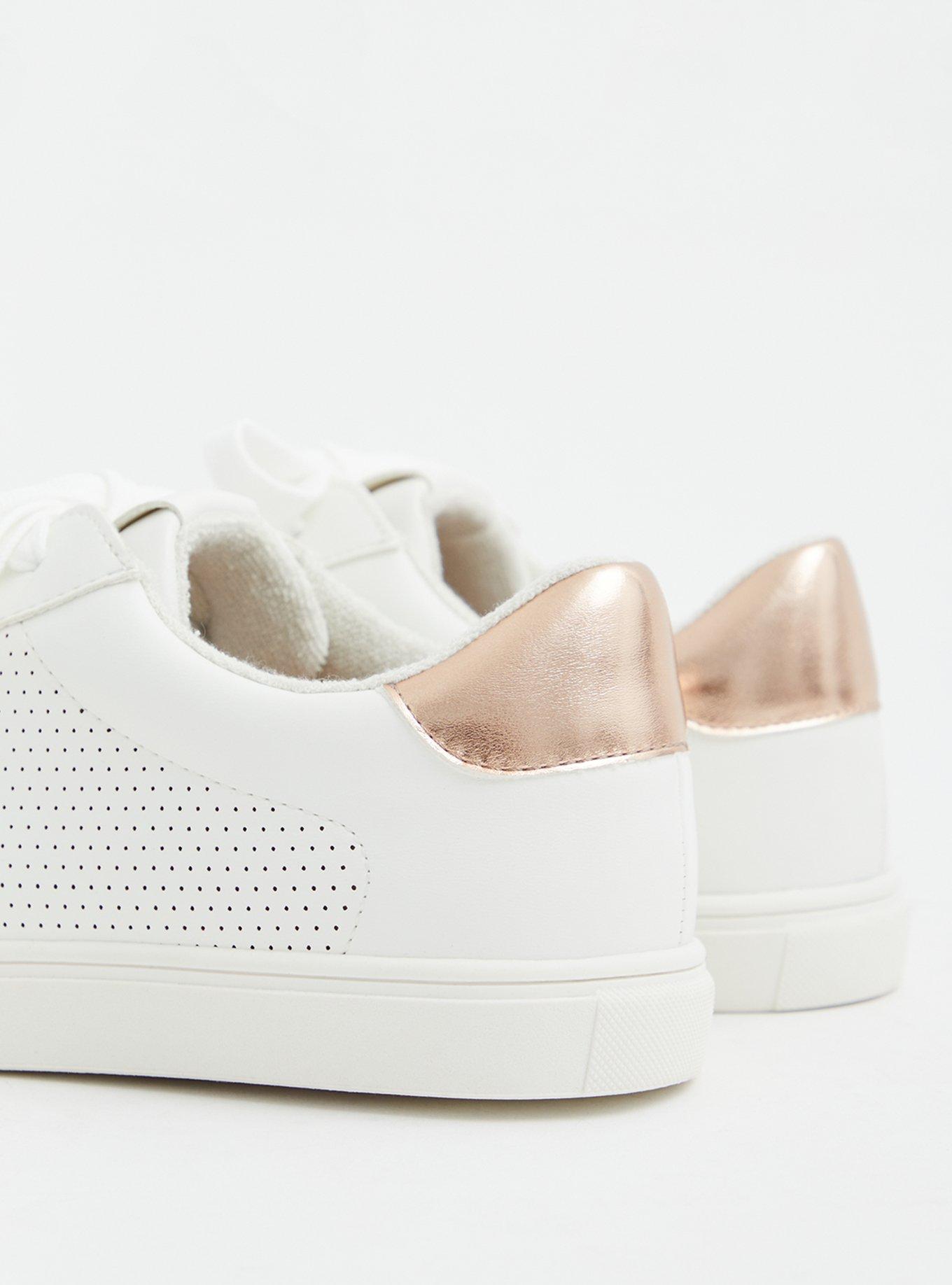 Plus Size - White Faux Leather Perforated Lace-Up Sneaker (WW) - Torrid