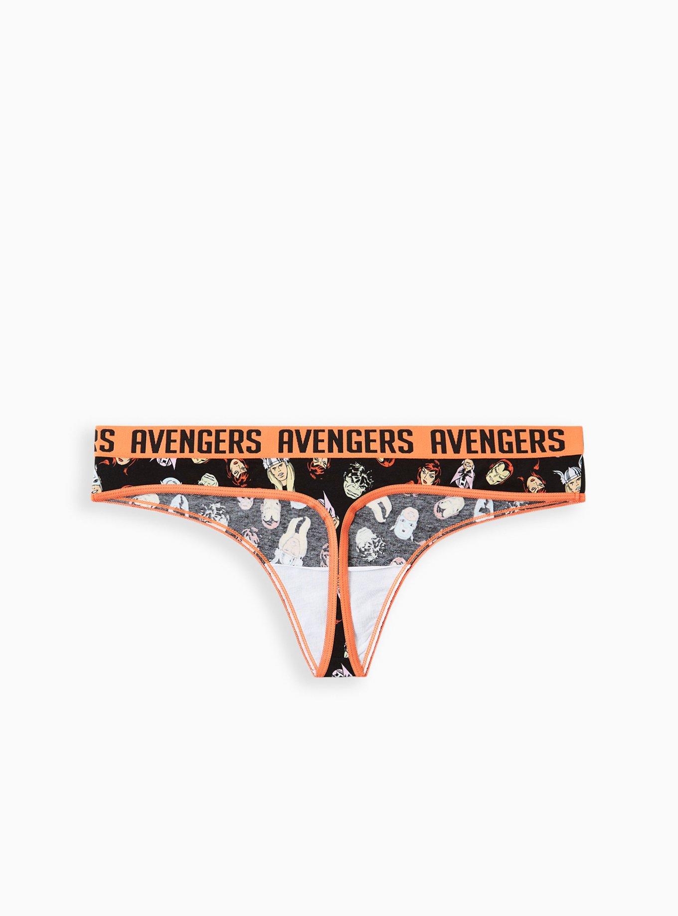Plus Size Marvel The Avengers Heads Cotton Thong Panty , MULTI, alternate