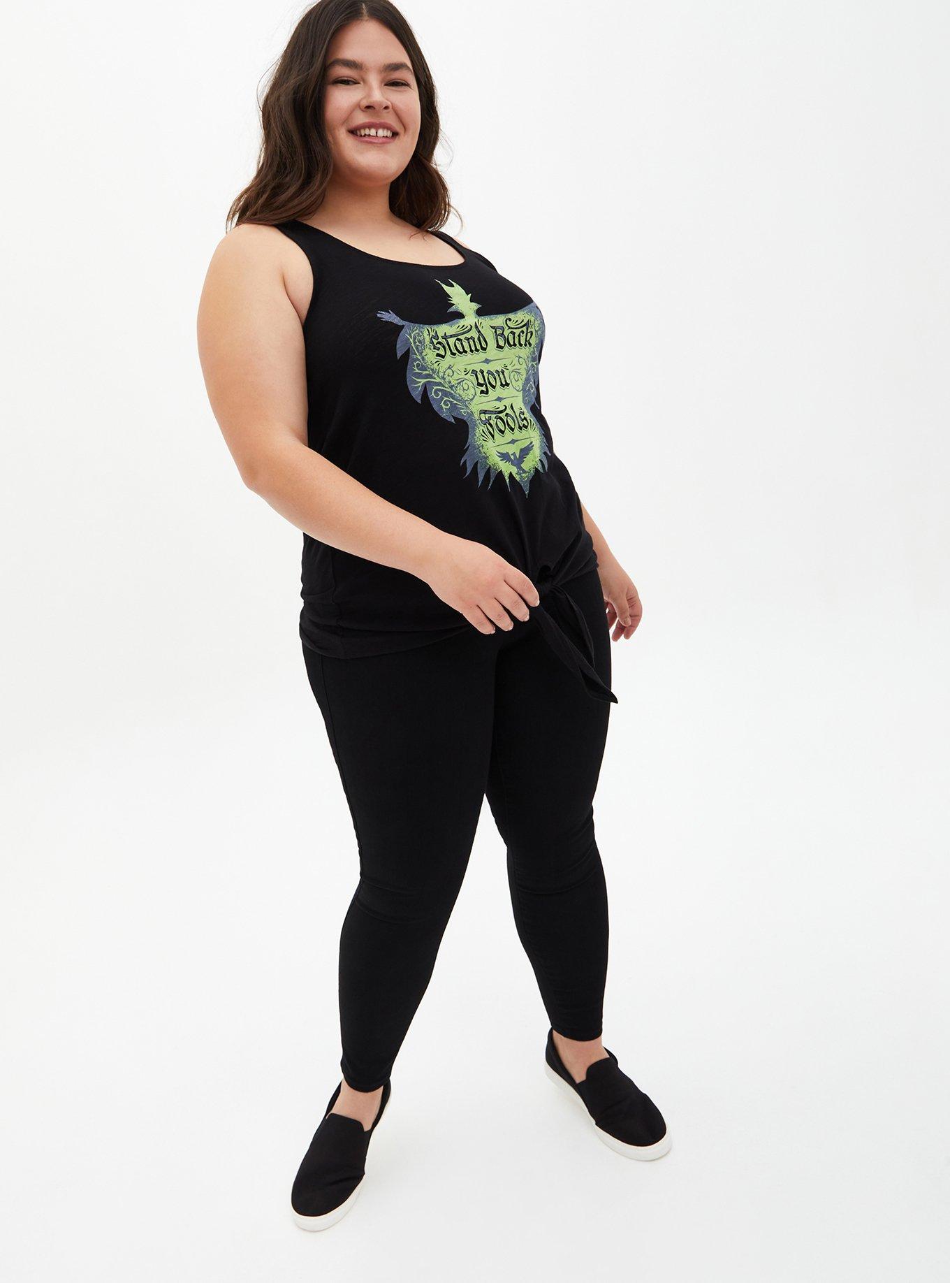 Plus Size Disney Villains Maleficent Black Tie-Front Tank , DEEP BLACK, alternate