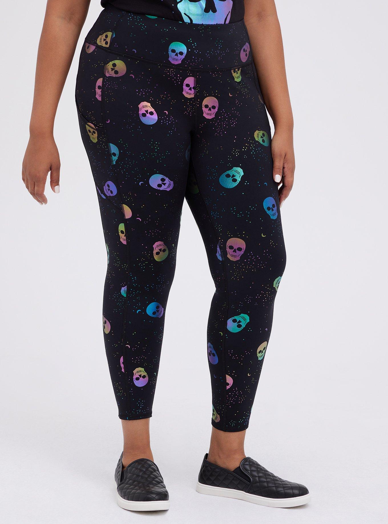 BNWT TORRID PLUS SIZE 3 (22/24) BLACK MARBLED SKULLS ON TEAL PREMIUM  LEGGINGS