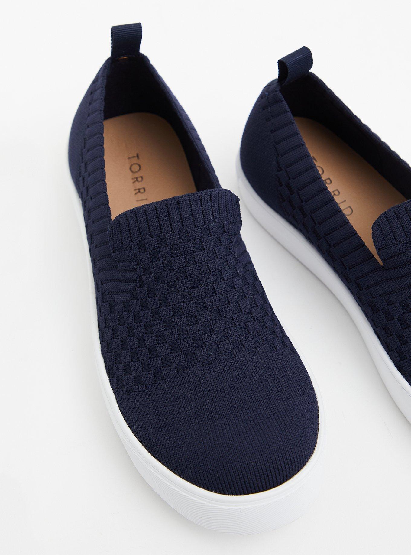 Navy Stretch Knit Slip-On Sneaker (WW), NAVY, hi-res