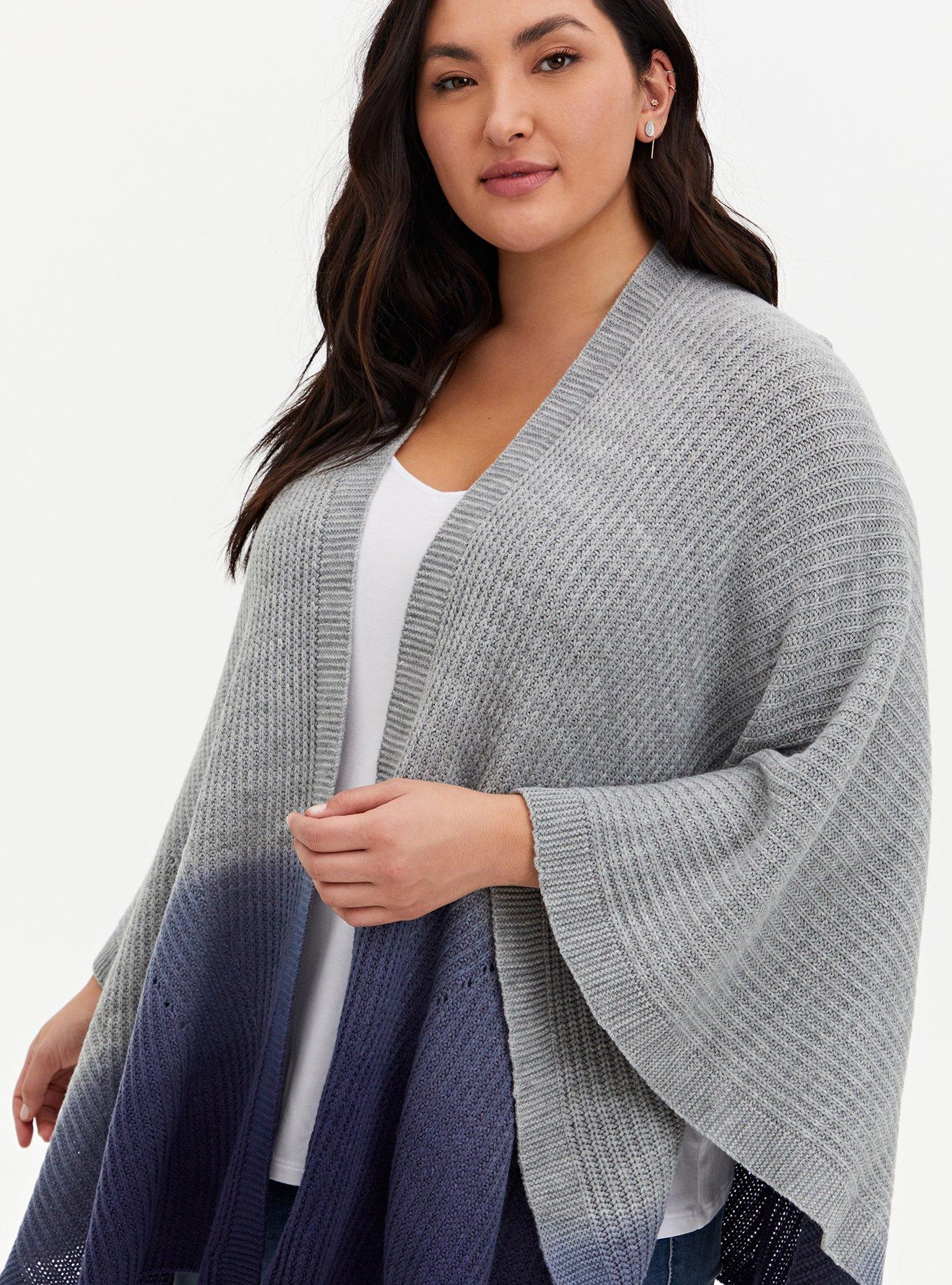 Plus Size - Navy Dip-Dye Ruana - Torrid