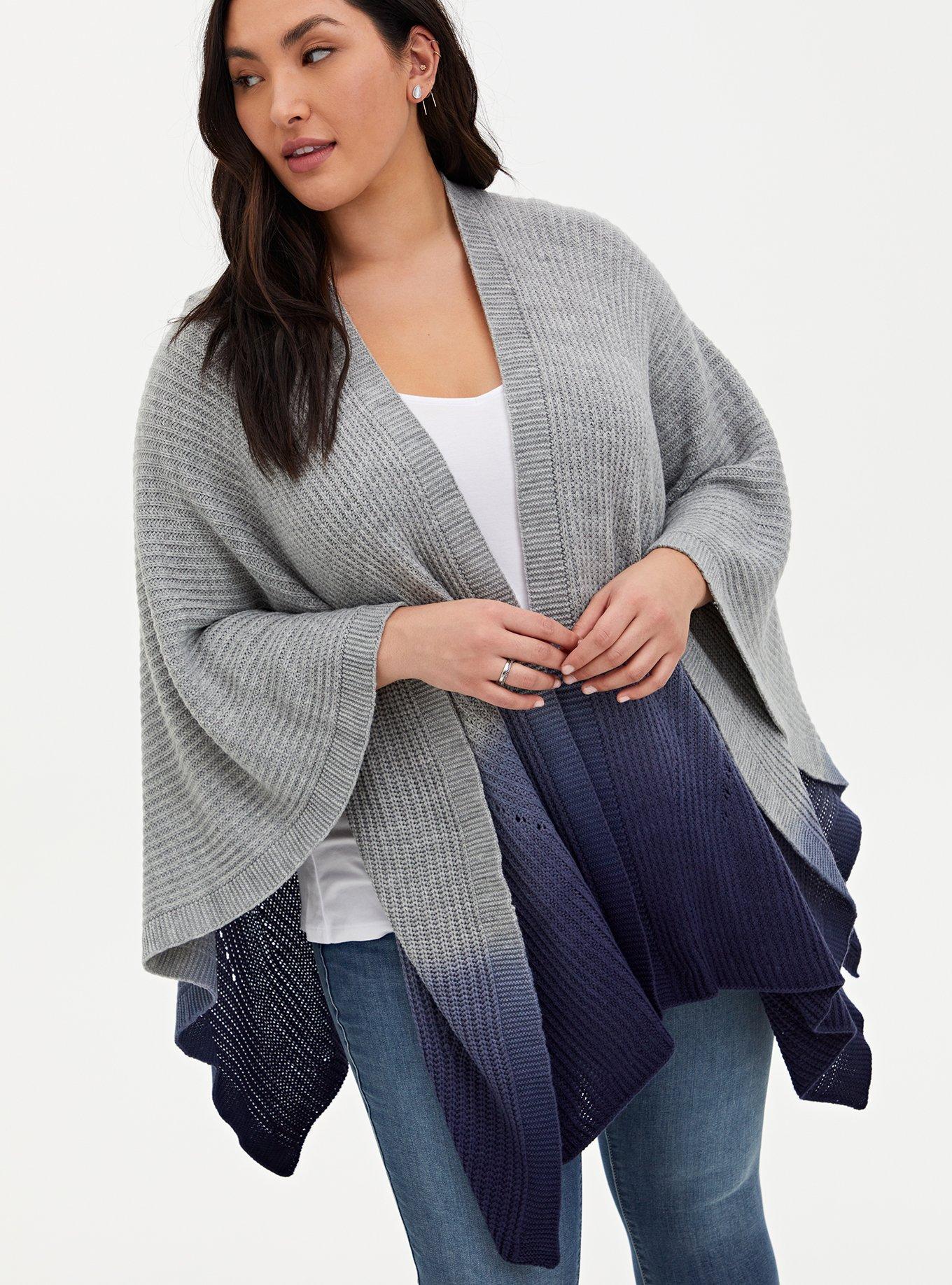 Plus Size - Navy Dip-Dye Ruana - Torrid