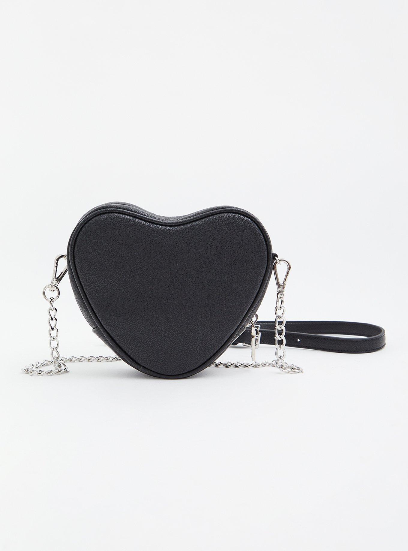 Plus Size - Betsey Johnson Black Faux Leather Studded Heart Crossbody Bag -  Torrid