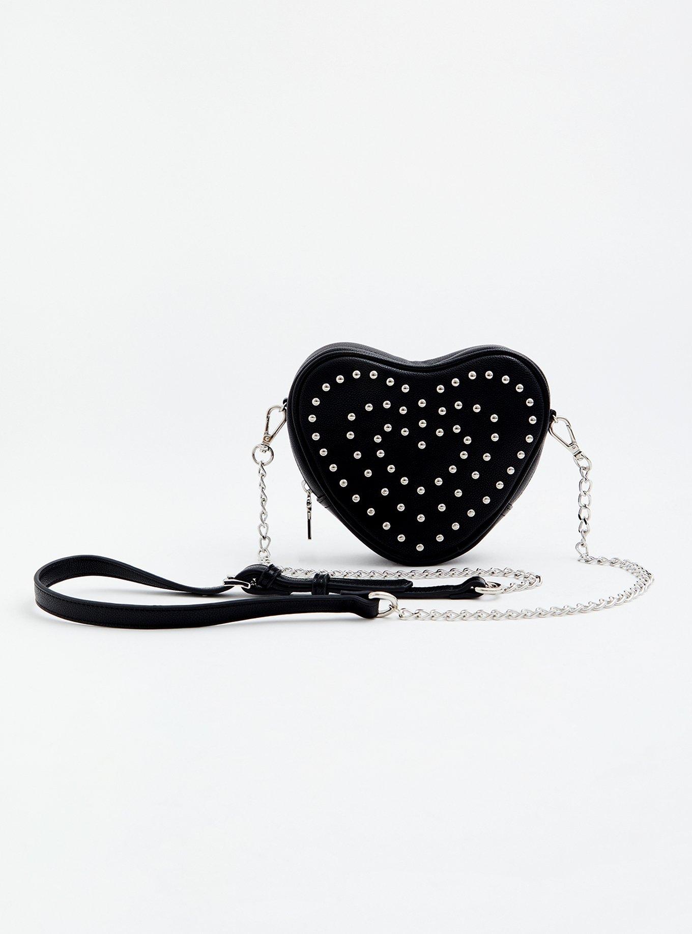 Plus Size - Betsey Johnson Black Faux Leather Studded Heart