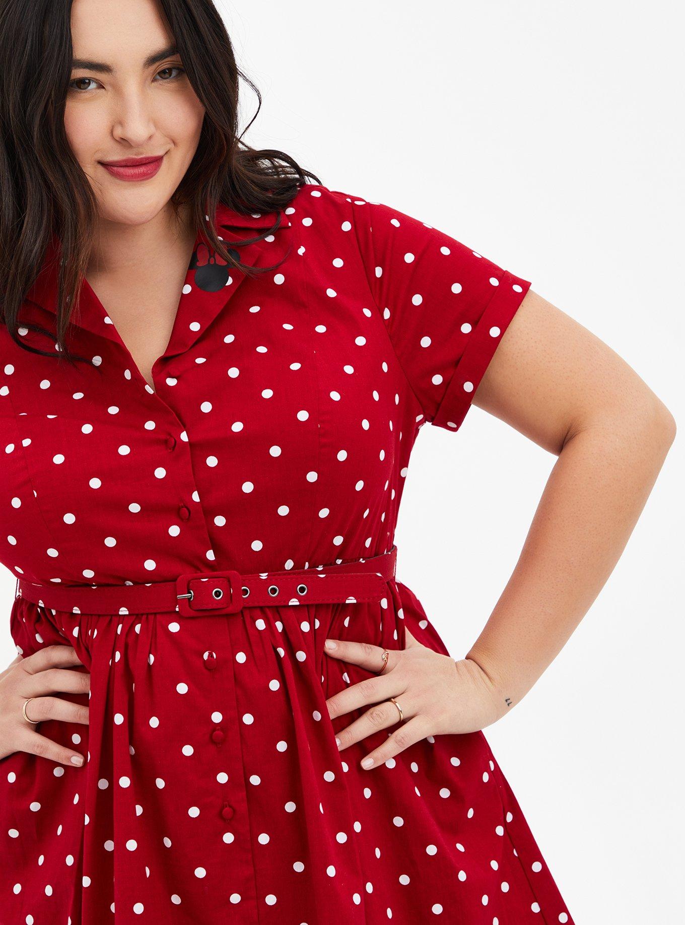 Plus Size - Disney Minnie Mouse Red Polka Dot Retro Swing Dress - Torrid