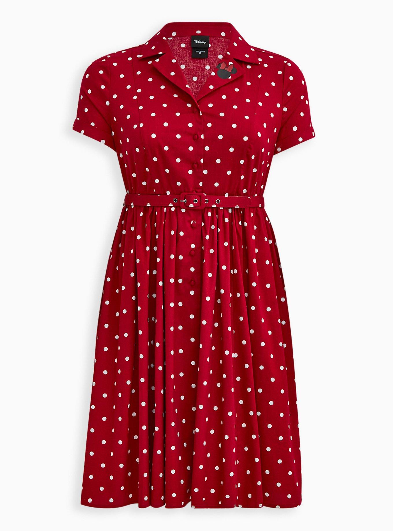 Plus Size - Disney Minnie Mouse Red Polka Dot Retro Swing Dress - Torrid