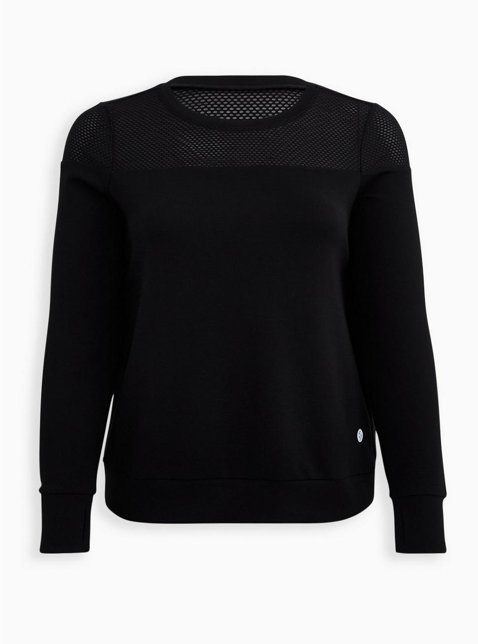 Plus Size - Black Cupro & Mesh Active Sweatshirt - Torrid