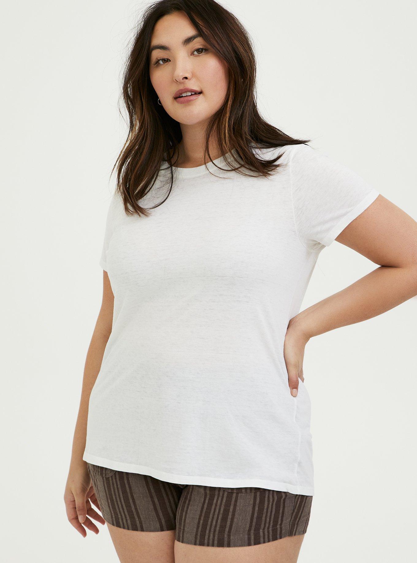 Plus Size Vintage Triblend Crew Neck Short Sleeve Tee, WHITE BURNOUT, alternate